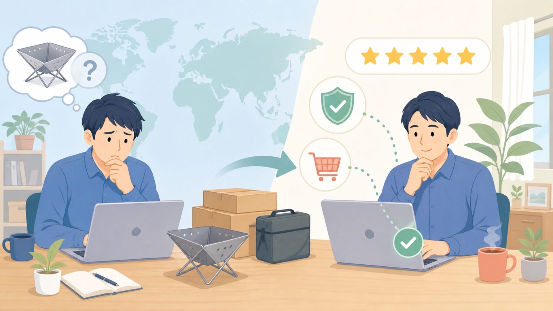 TokyoCampはどこの国のブランド?焚き火台の実力を検証の要点を表すイラスト