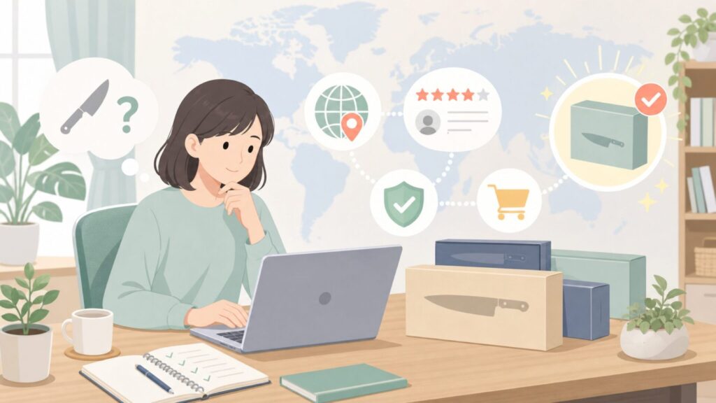 Wusthofはどこの国のブランド？包丁の評判と失敗しない選び方の要点を表すイラスト