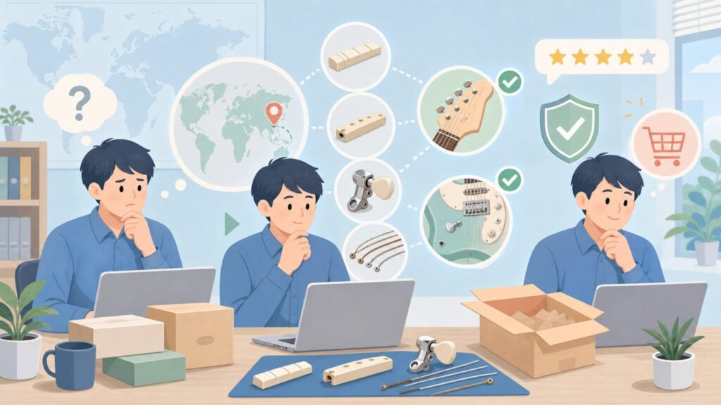 Graph Techはどこの国？ギターパーツの特徴と選び方の要点を表すイラスト