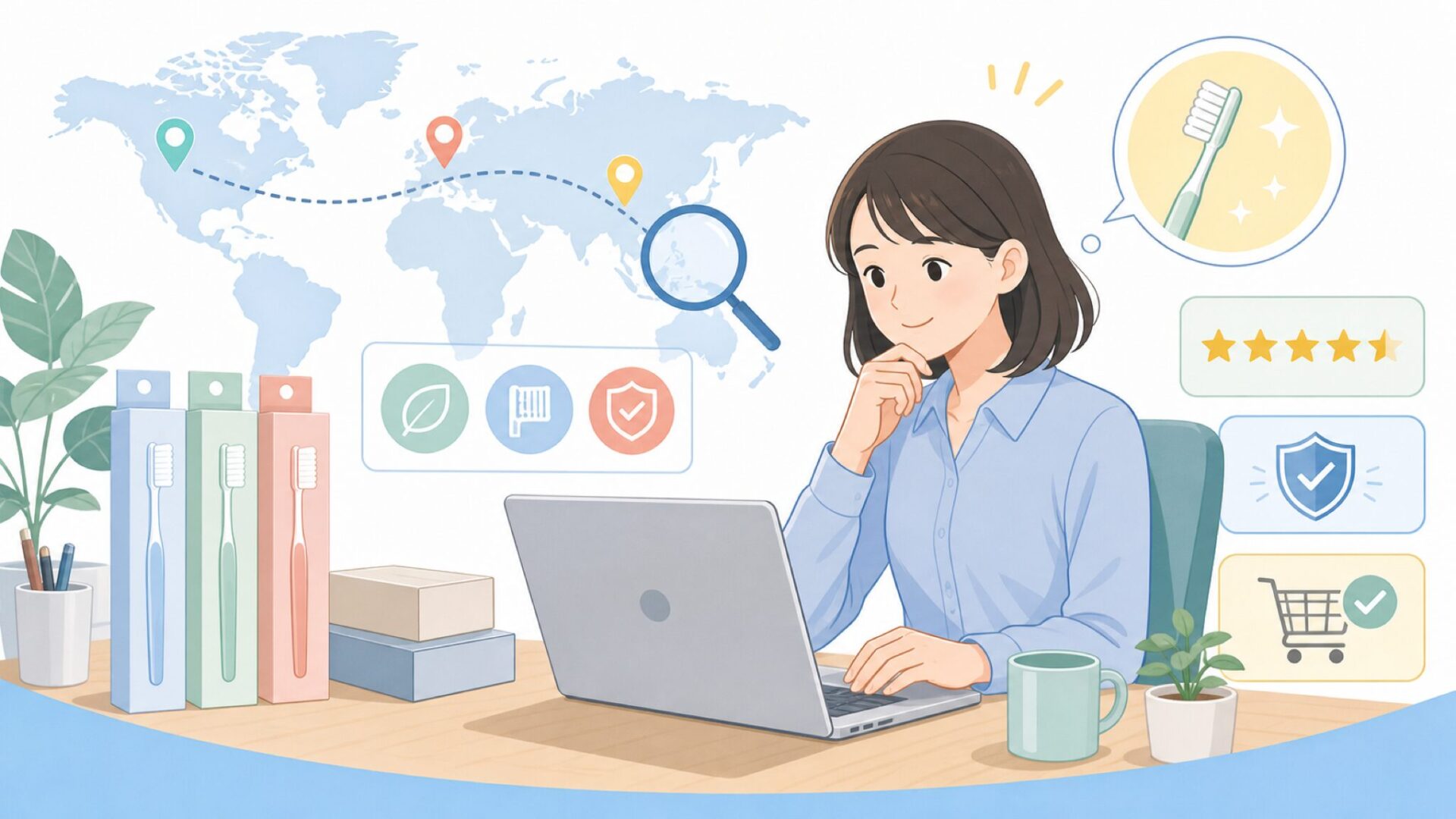 RADIUS歯ブラシどこの国?米国ブランドの特徴と口コミ傾向の要点を表すイラスト