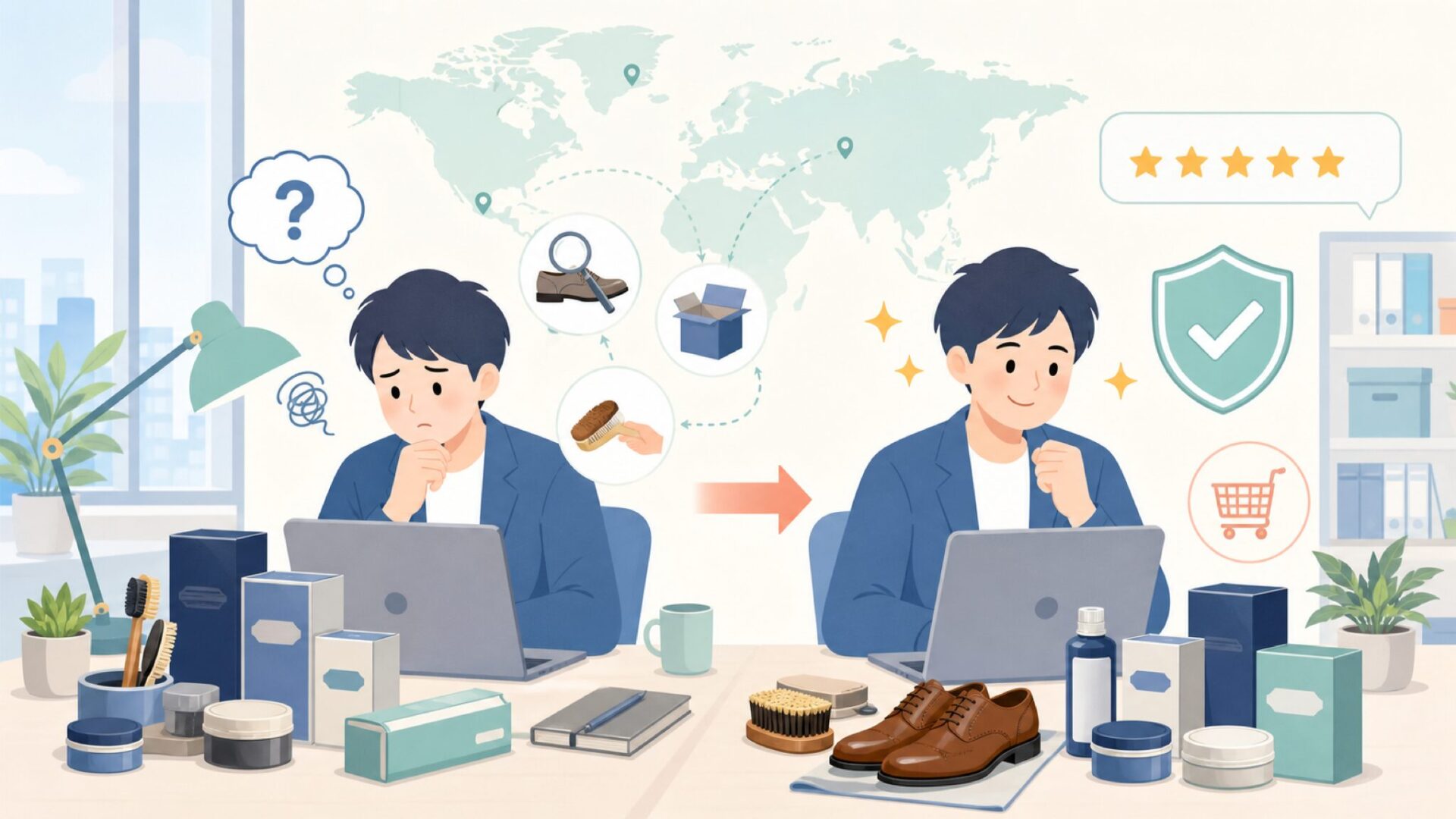 M.MOWBRAYシューケアはどこの国?ブランドの実力と選び方の要点を表すイラスト