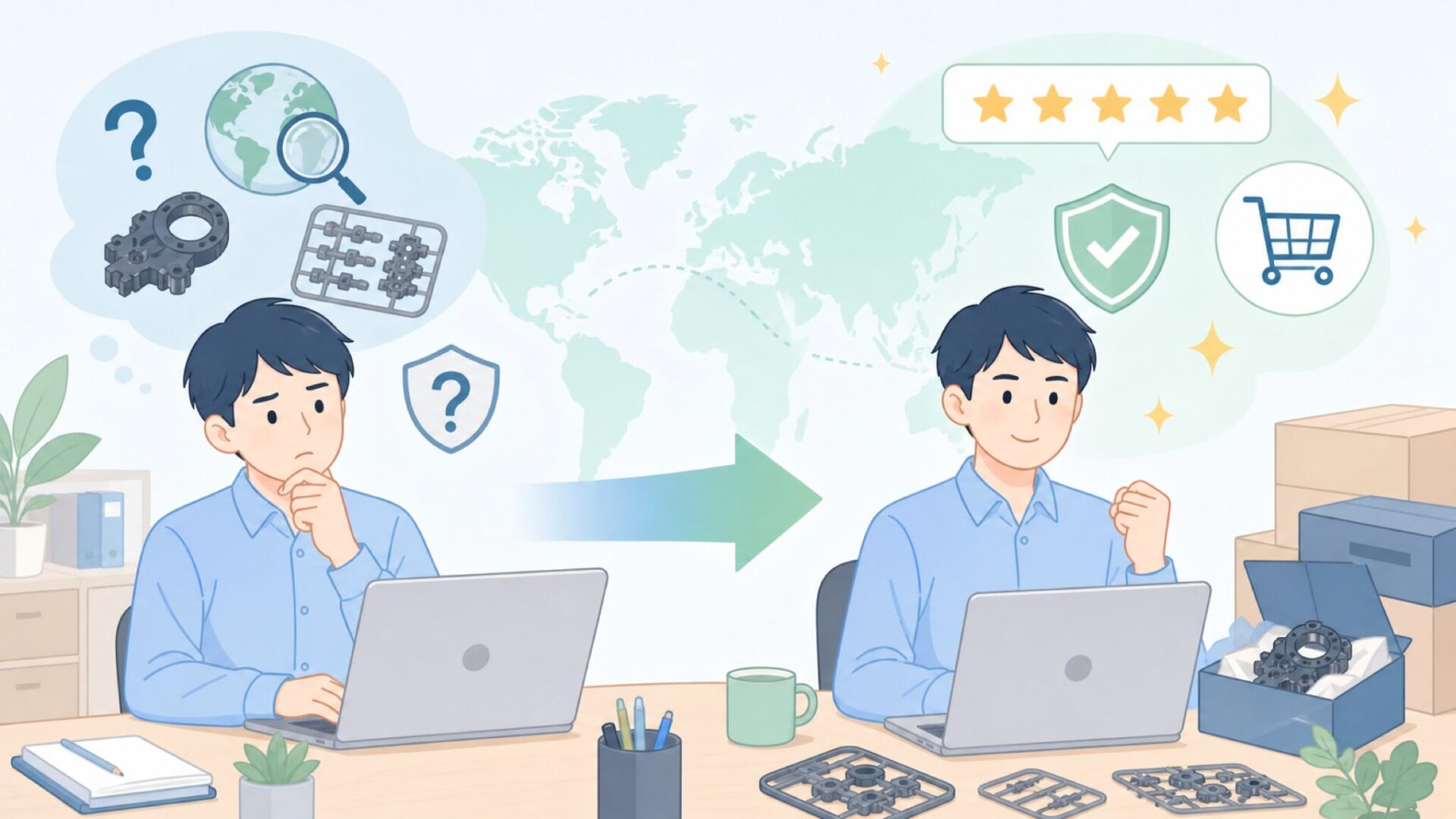 HIQPARTSはどこの国のメーカー？会社概要と主力パーツを解説の要点を表すイラスト