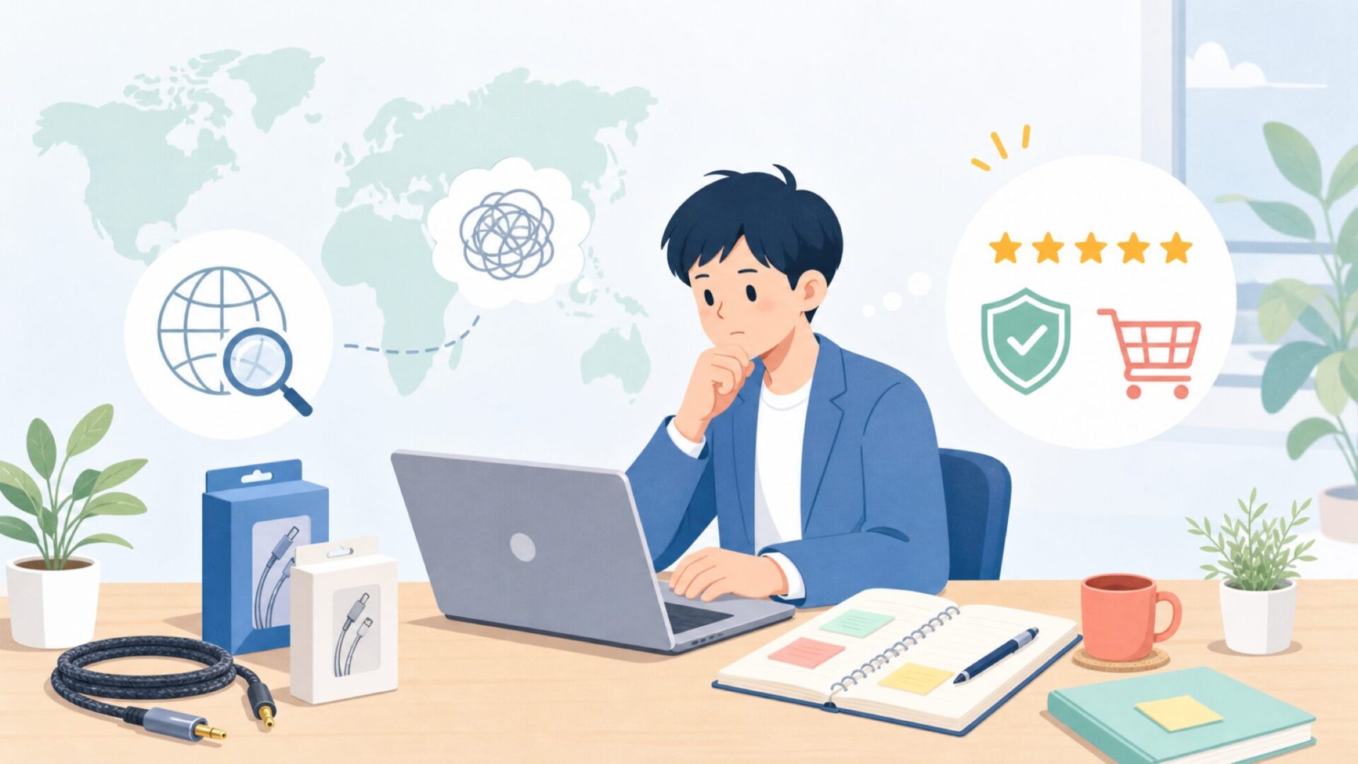 Evidence Audioケーブルはどこの国?特徴と選び方ガイドの要点を表すイラスト