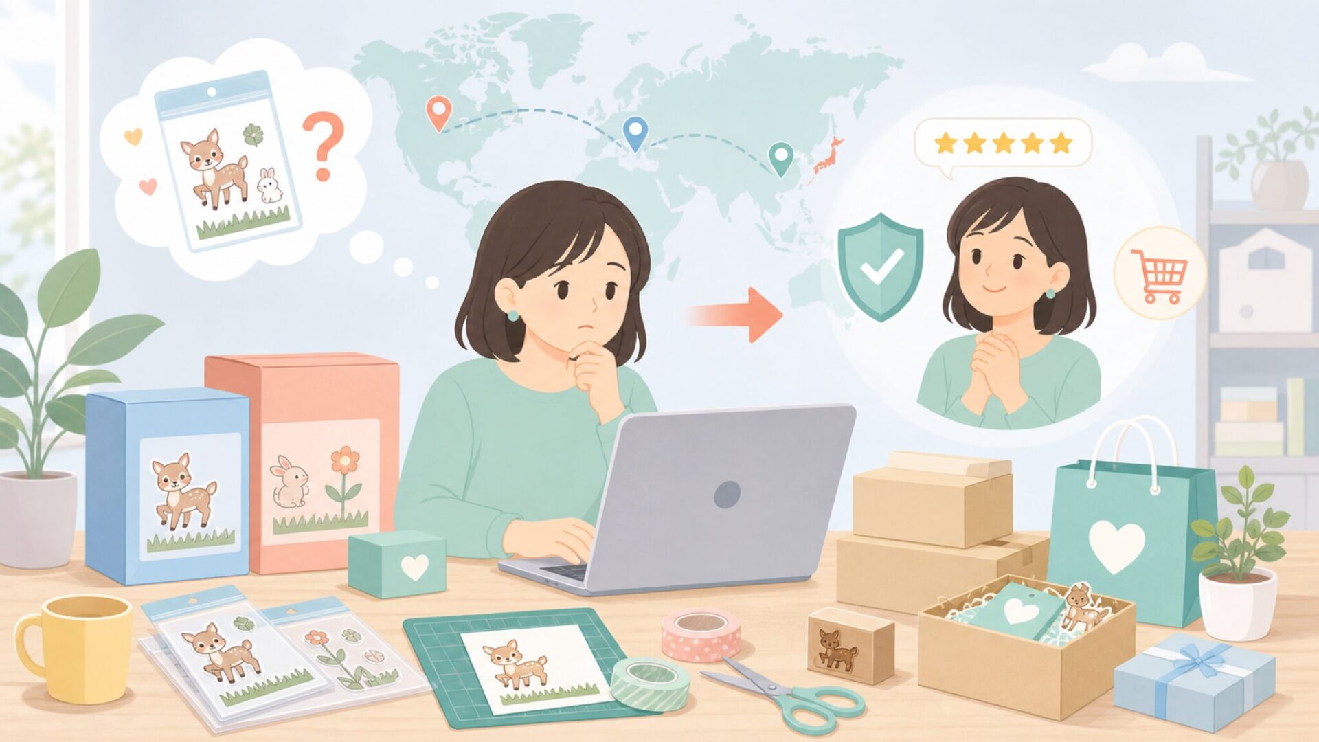 Lawn Fawnはどこの国？クラフトの特徴・評判と日本での購入ガイドの要点を表すイラスト
