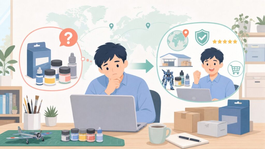 AMMO by Mig 模型塗料はどこの国？特徴と選び方ガイドの要点を表すイラスト
