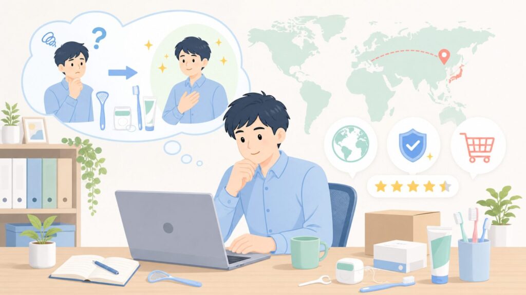 Dr. Tung'sはどこの国のブランド？オーラルケア商品と選び方の要点を表すイラスト