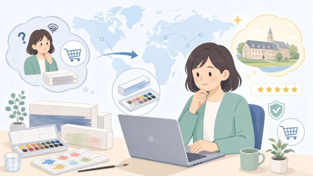 シュミンケはどこの国?ドイツ発の高級水彩絵具ホラダムの特徴と選び方の要点を表すイラスト