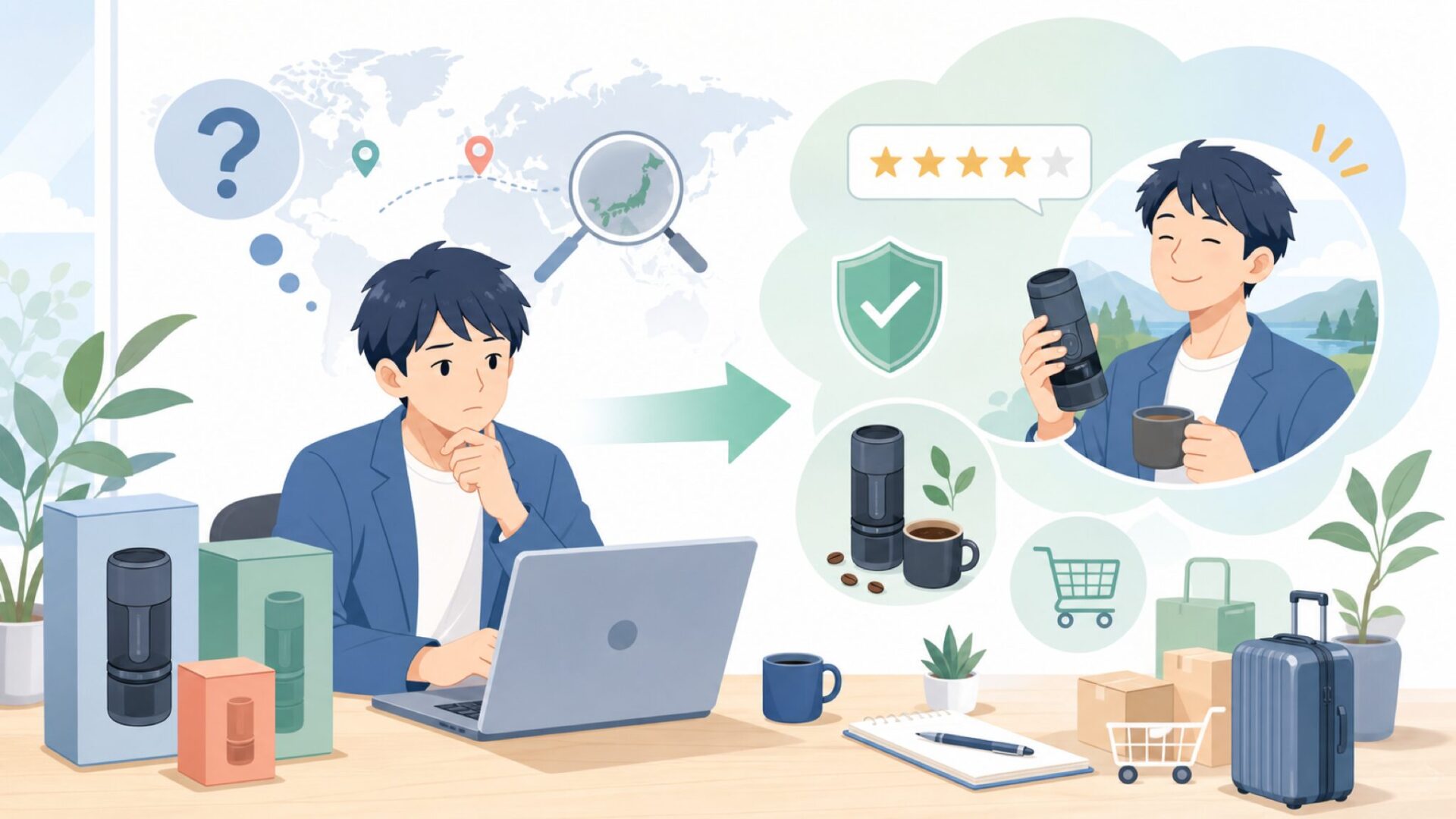 WACACOはどこの国?エスプレッソメーカーの正体と魅力を解説の要点を表すイラスト