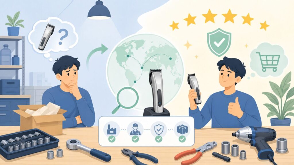 GAMMA+バリカンはどこの国?日本での購入前に知りたい安全性の要点を表すイラスト