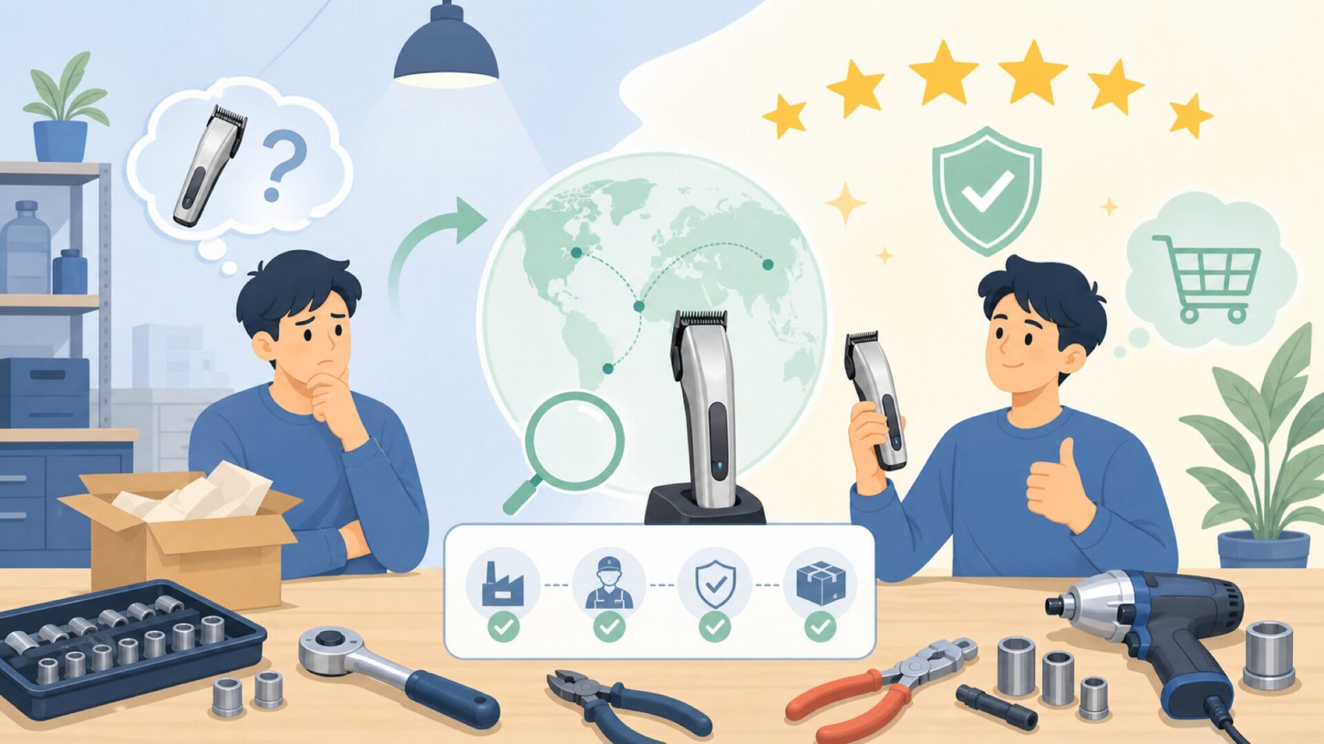 GAMMA+バリカンはどこの国?日本での購入前に知りたい安全性の要点を表すイラスト