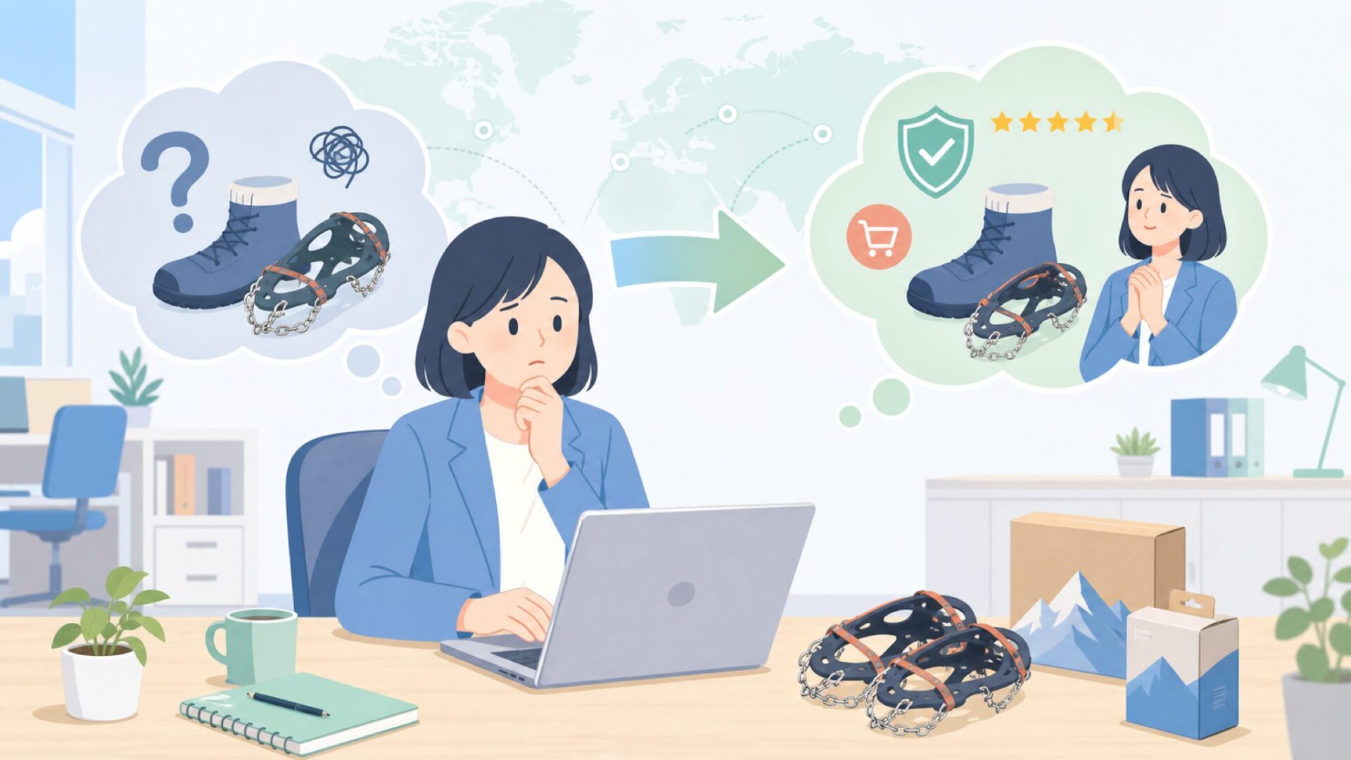 Kahtoolaはどこの国？チェーンスパイクの弱点と他社比較の要点を表すイラスト