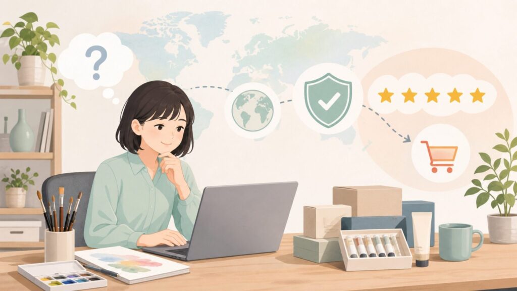 セヌリエ水彩絵具はどこの国？フランス発の発色と使い心地を解説の要点を表すイラスト