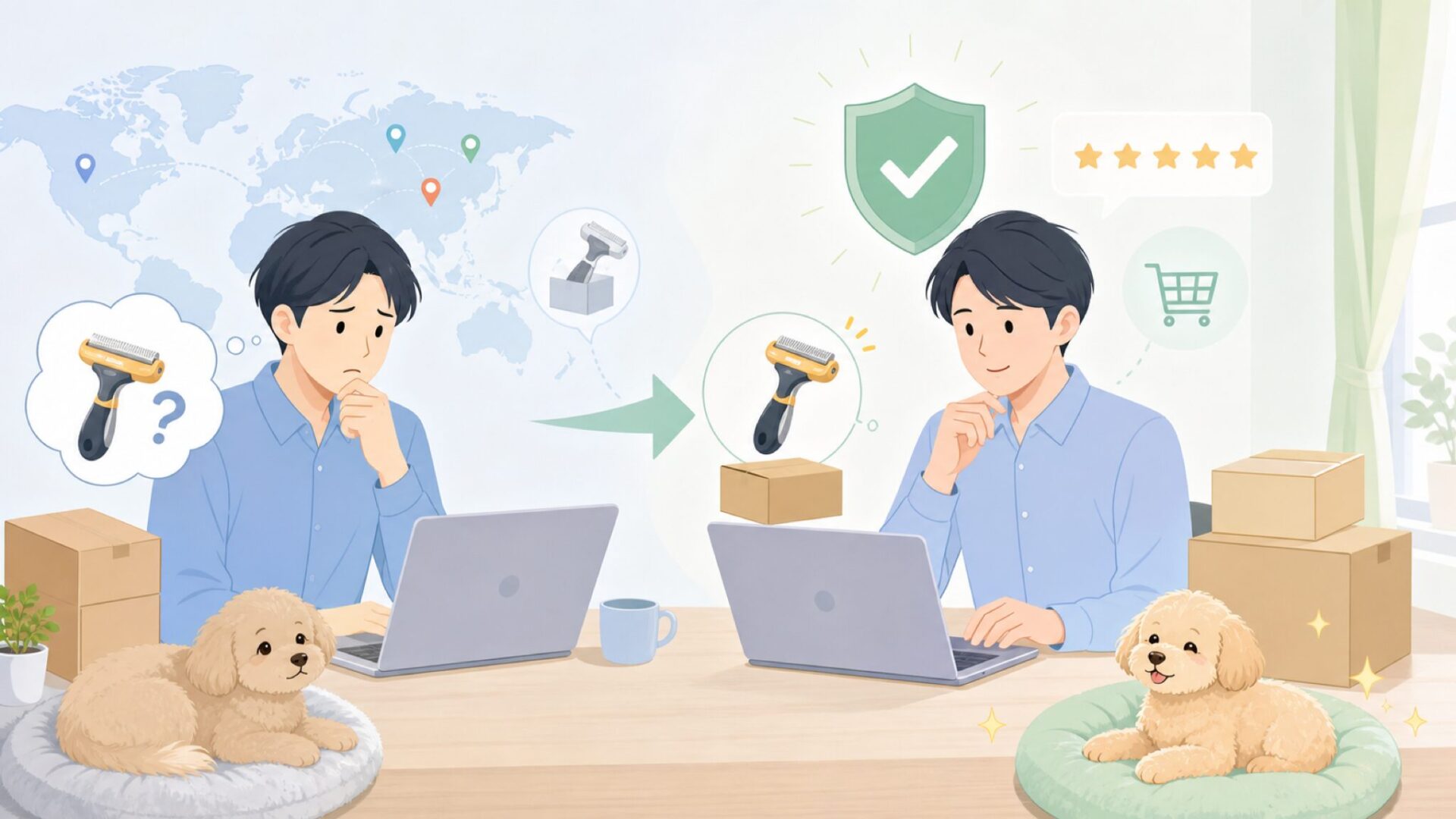 FURminatorはどこの国?正規品の見分け方と選び方の要点を表すイラスト