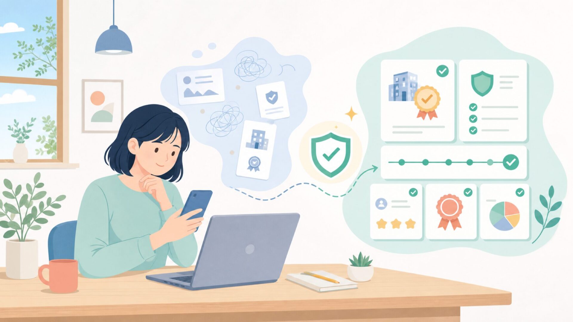 「本当に信頼できるの?」を解消する実績の話を表すイラスト