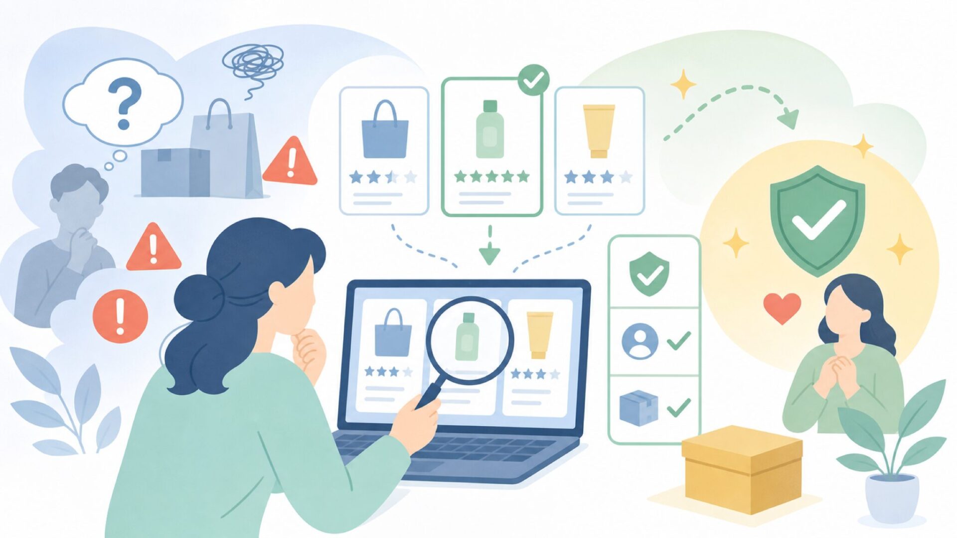 Rantizonは怪しいブランドなのか?不安の正体を整理するを表すイラスト