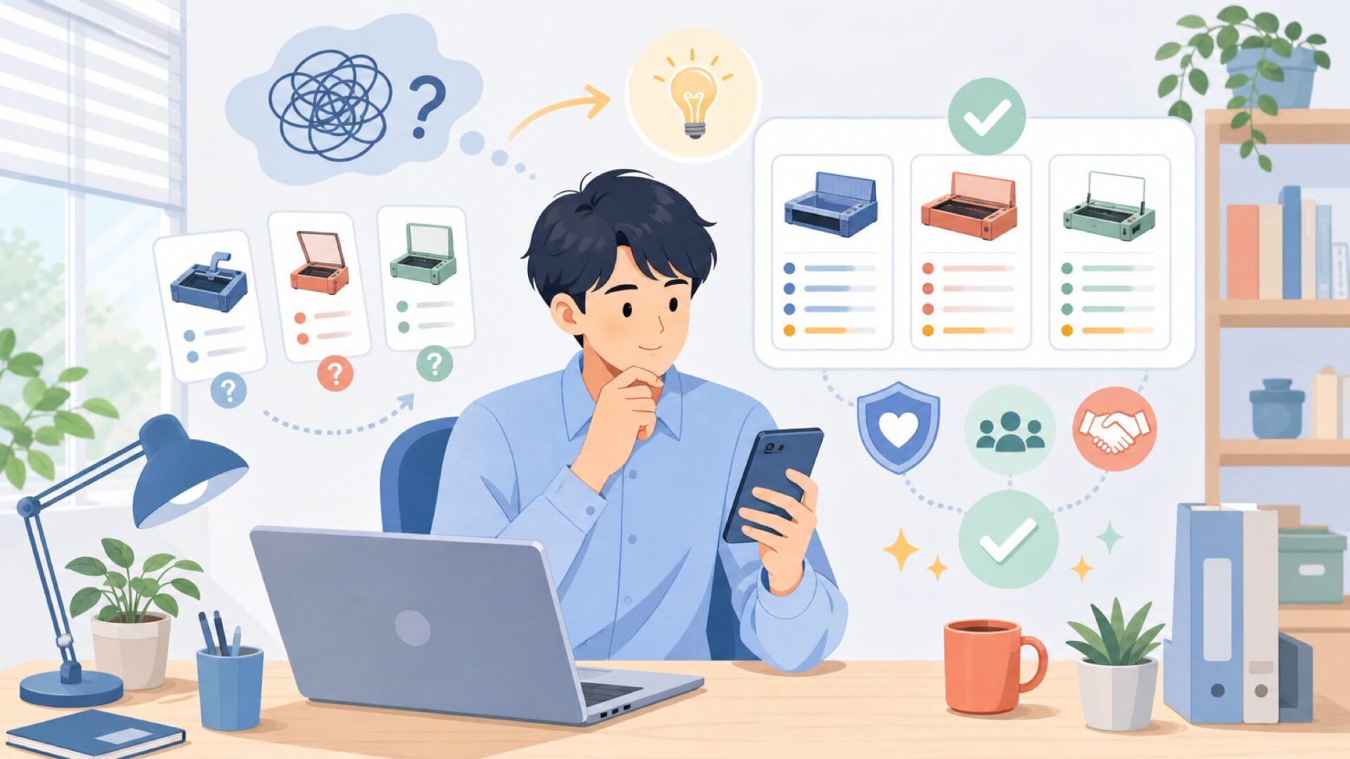 Comgrowの会社情報とブランドの成り立ちを整理を表すイラスト