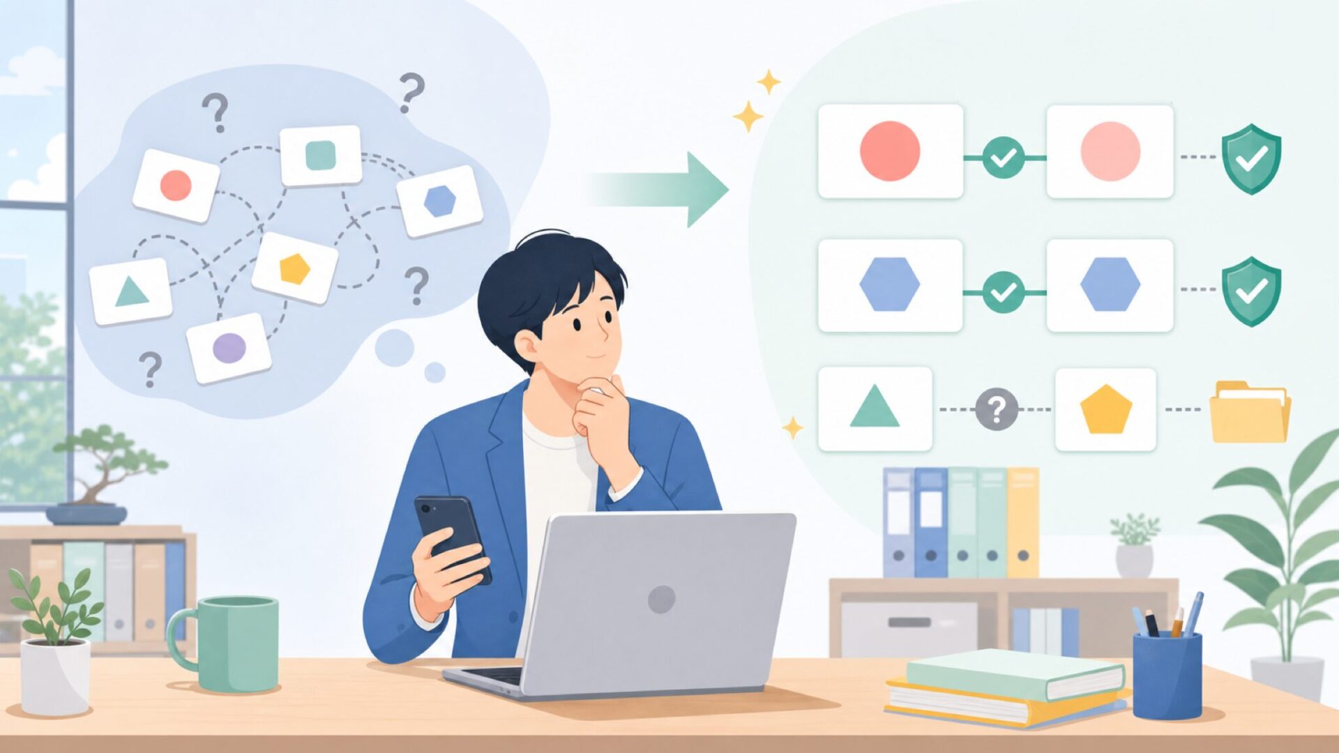 「壽屋」「寿屋」「コトブキヤ」は同じ会社?名前の混同を整理を表すイラスト