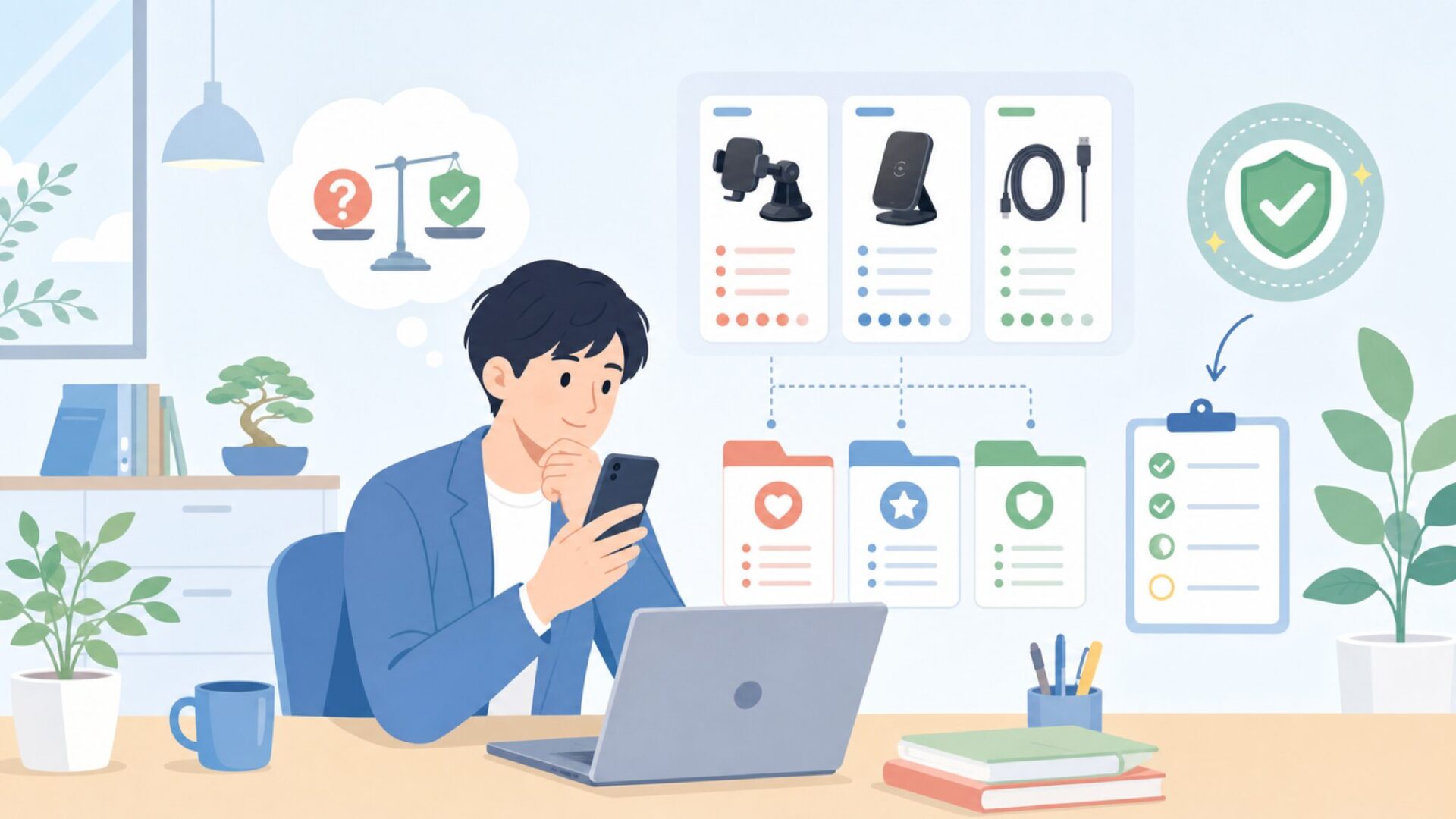 Scoscheは信頼できるブランドか？判断材料を整理を表すイラスト
