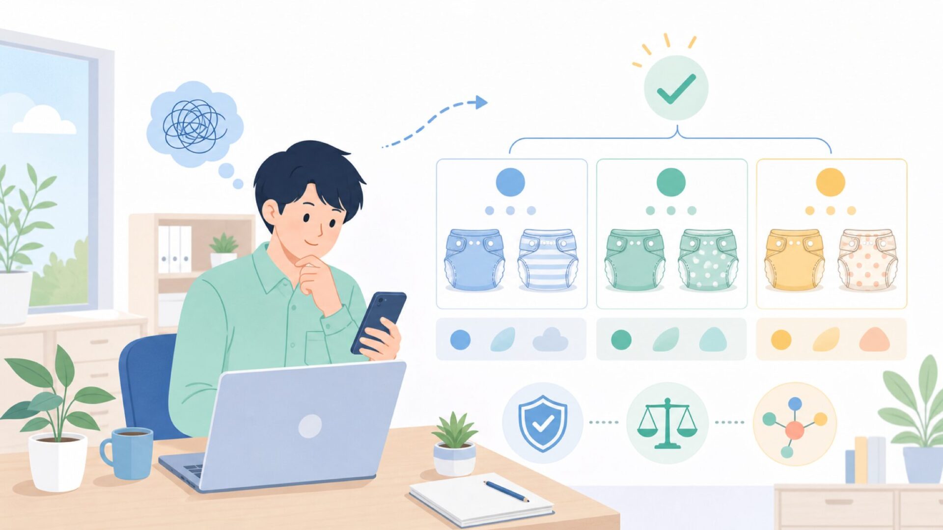 TotsBotsの代表商品ラインナップを整理を表すイラスト