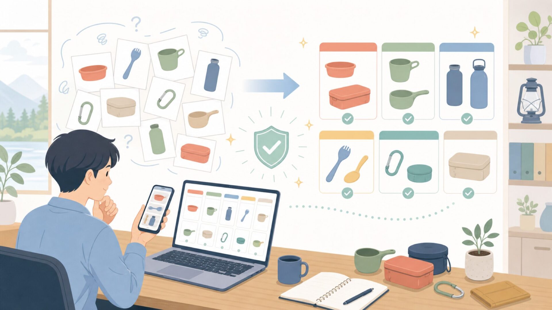 Wildoの代表商品を種類別に整理を表すイラスト