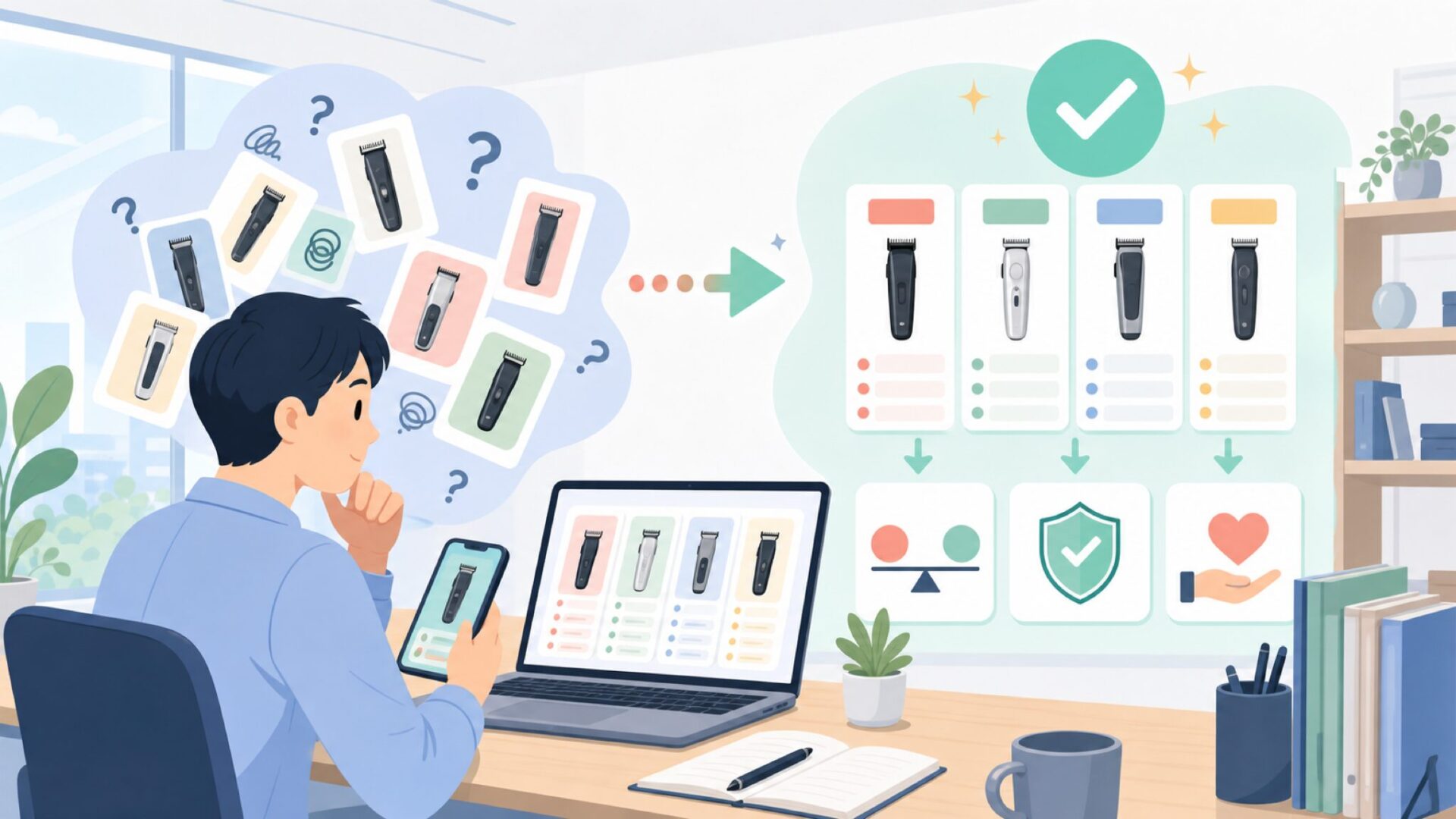 Andisなど他メーカーとの違いを整理するを表すイラスト