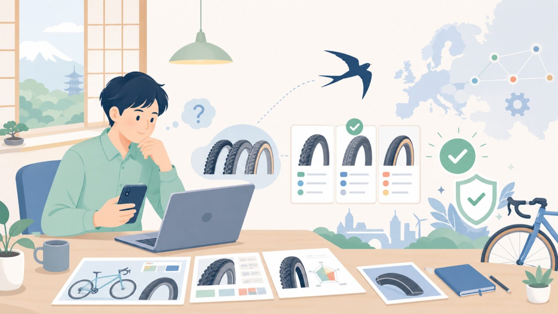 Schwalbe（シュワルベ）はどこの国のタイヤブランド？ドイツ発の背景を整理を表すイラスト