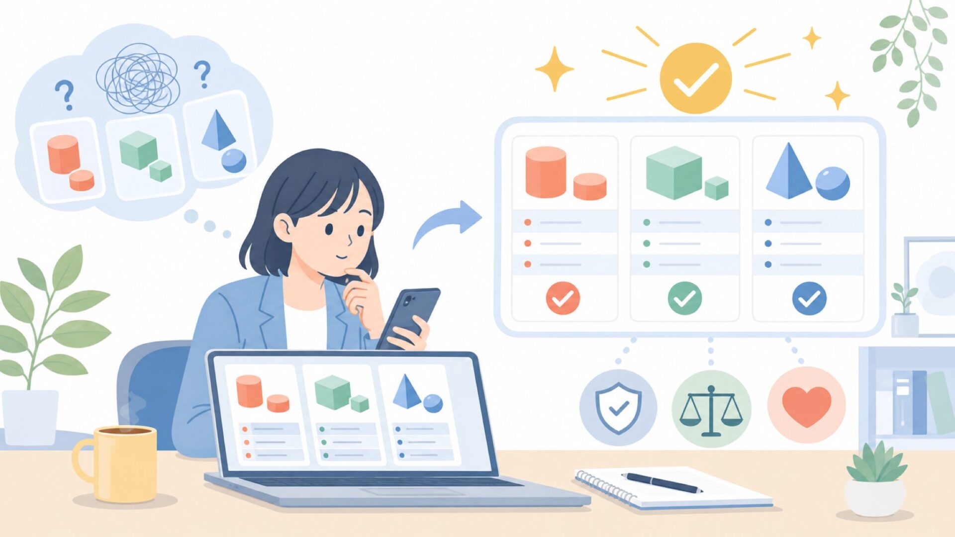 代表的なシリーズと違いを整理するを表すイラスト
