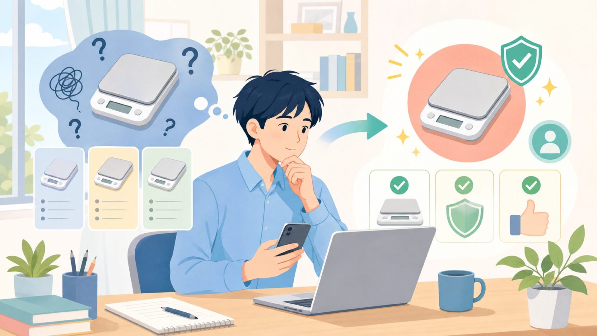 UNIWEIGHはどこの国のブランド?通販で見つけた不安を整理するを表すイラスト