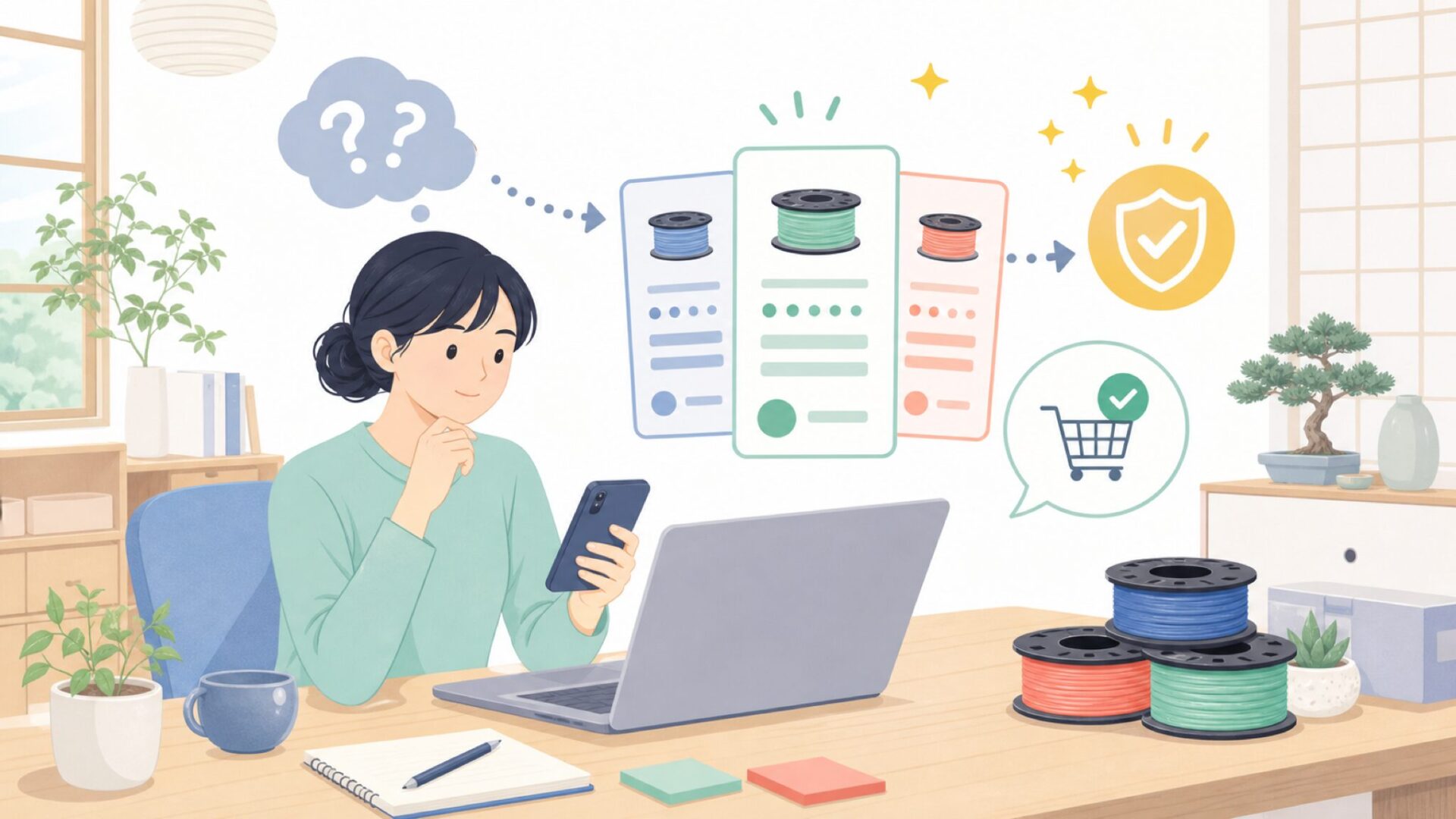 OVERTUREフィラメントの評判は?良い口コミと気になる点を整理を表すイラスト