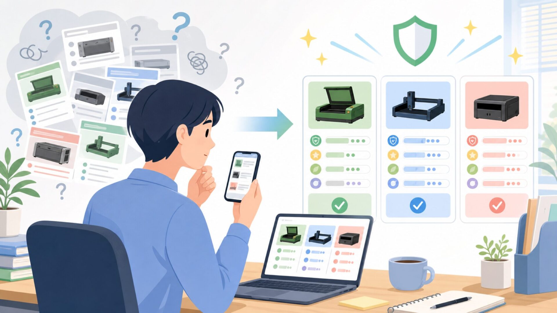 検索結果に多い「xTool」との違いを整理しておくを表すイラスト