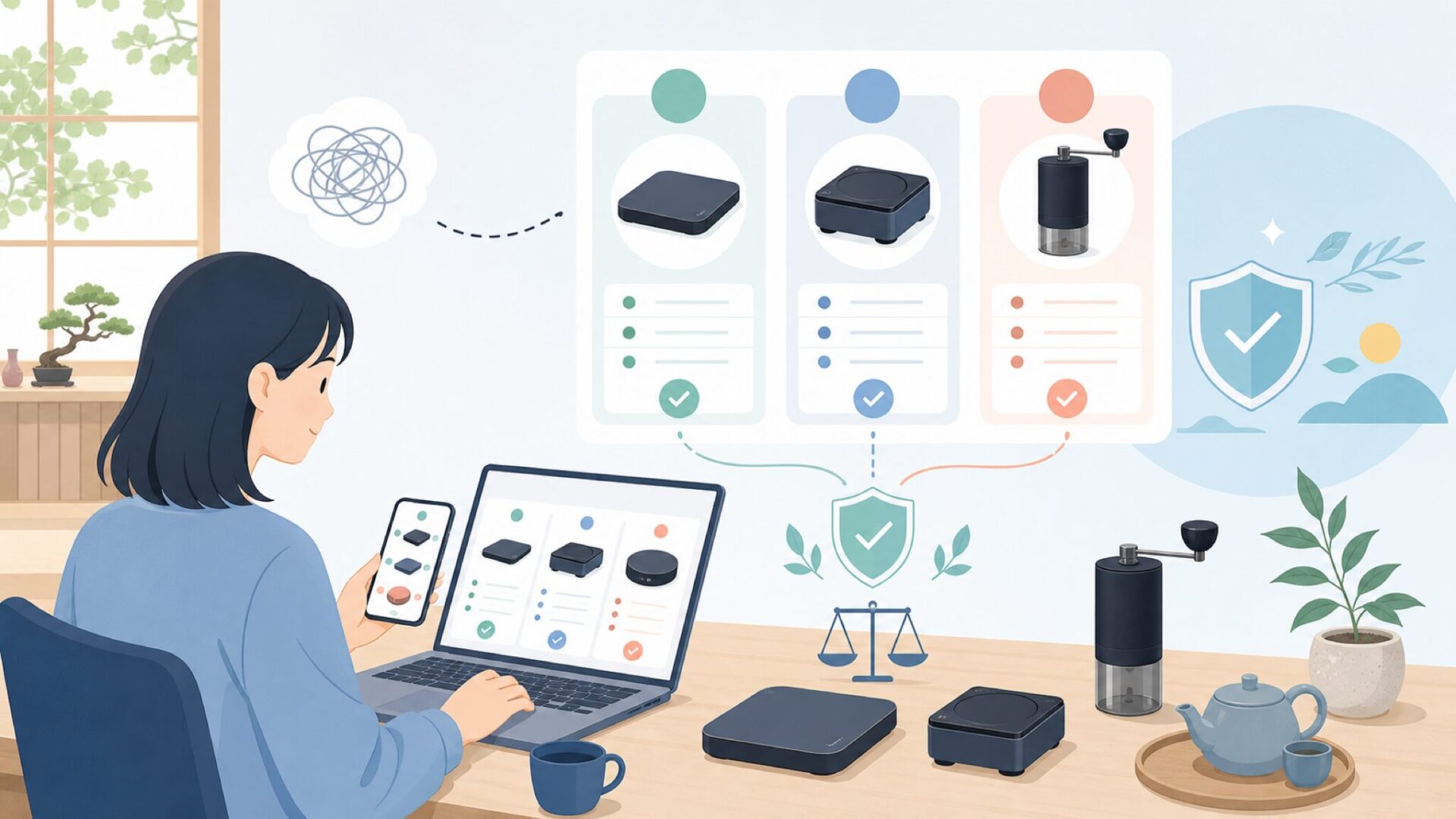 Acaiaの主要製品ラインを整理:Pearl・Lunar・Orbitを表すイラスト