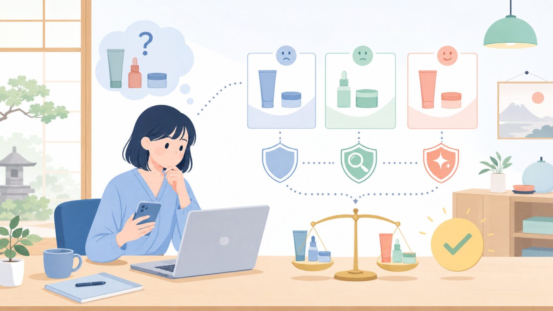 手頃な価格でも品質は大丈夫？を表すイラスト