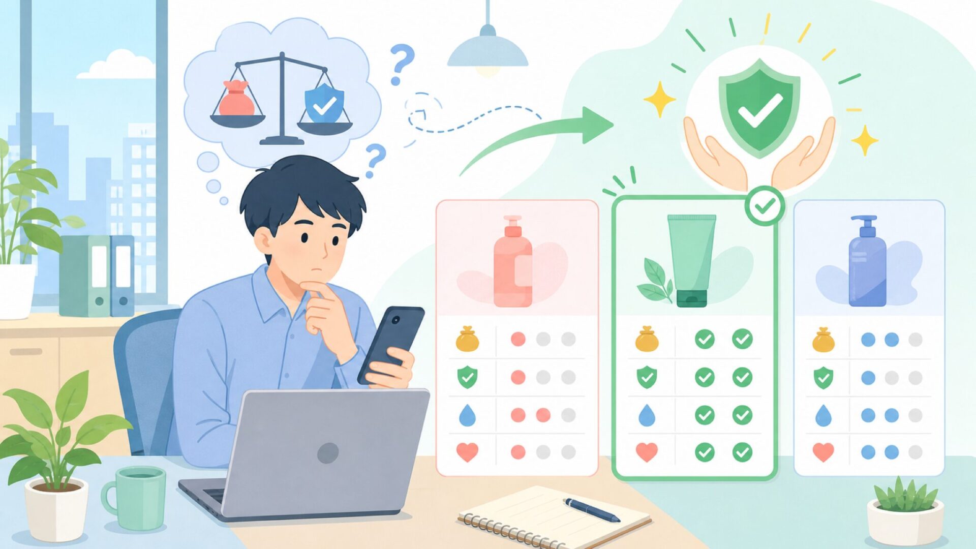価格の安さと品質・安全性の関係を表すイラスト
