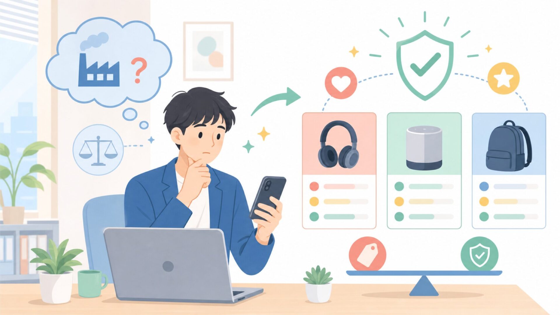中国系ブランドという事実だけで避けるべきか?価格と品質の関係を整理を表すイラスト