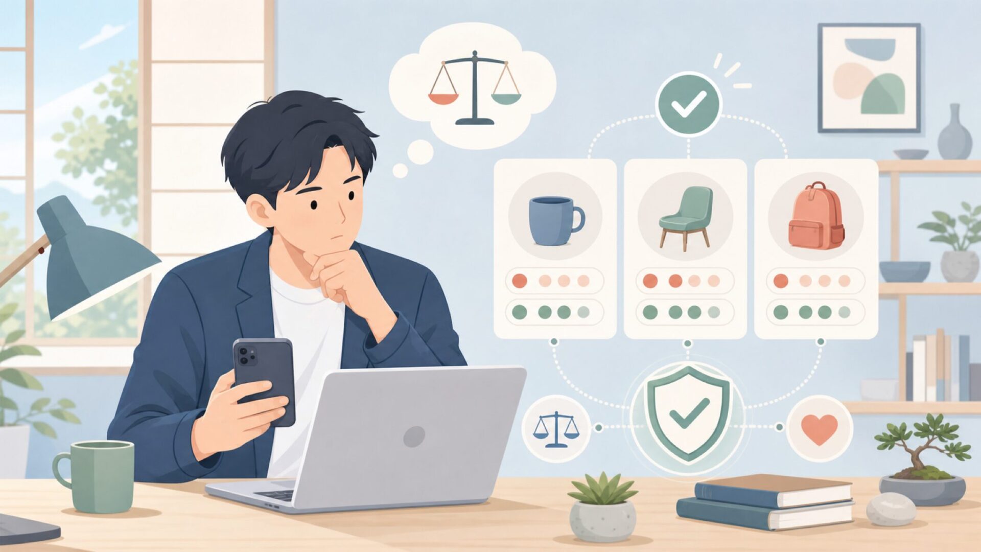 価格と品質のバランスは信頼できるかを表すイラスト