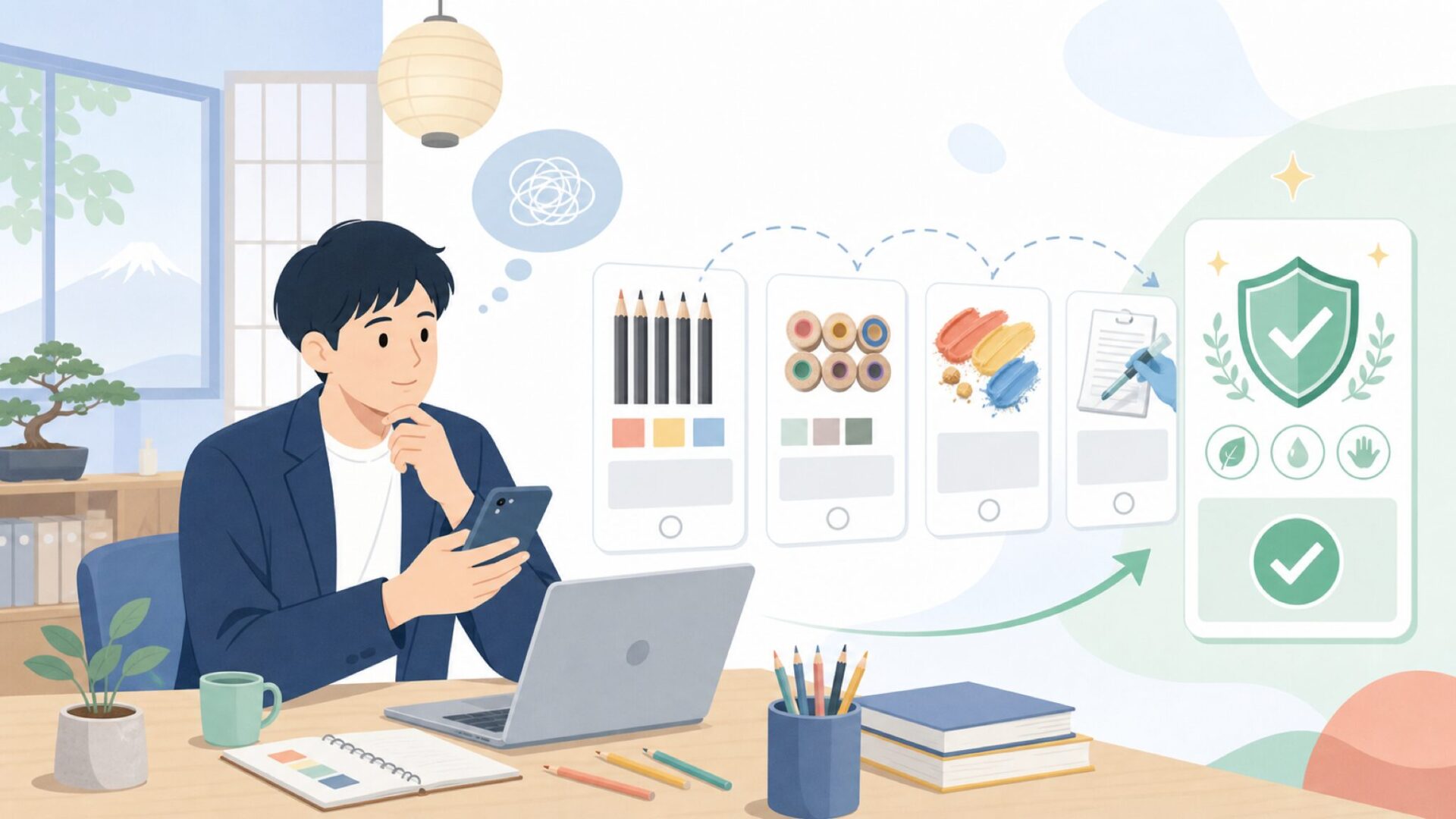 Nicpro画材の品質・安全性は大丈夫かを表すイラスト