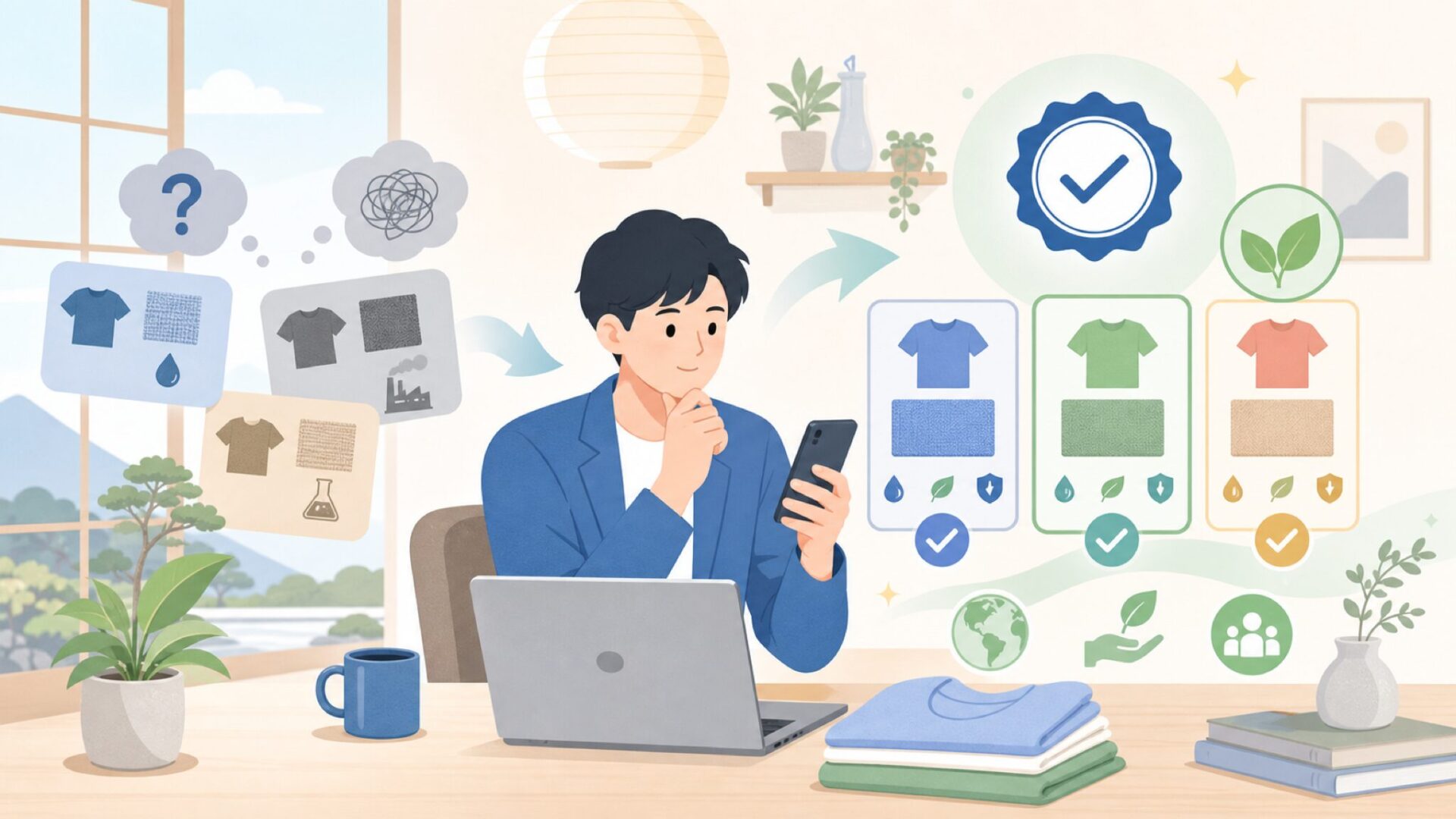 Bluesign認証が示す品質と環境への姿勢を表すイラスト