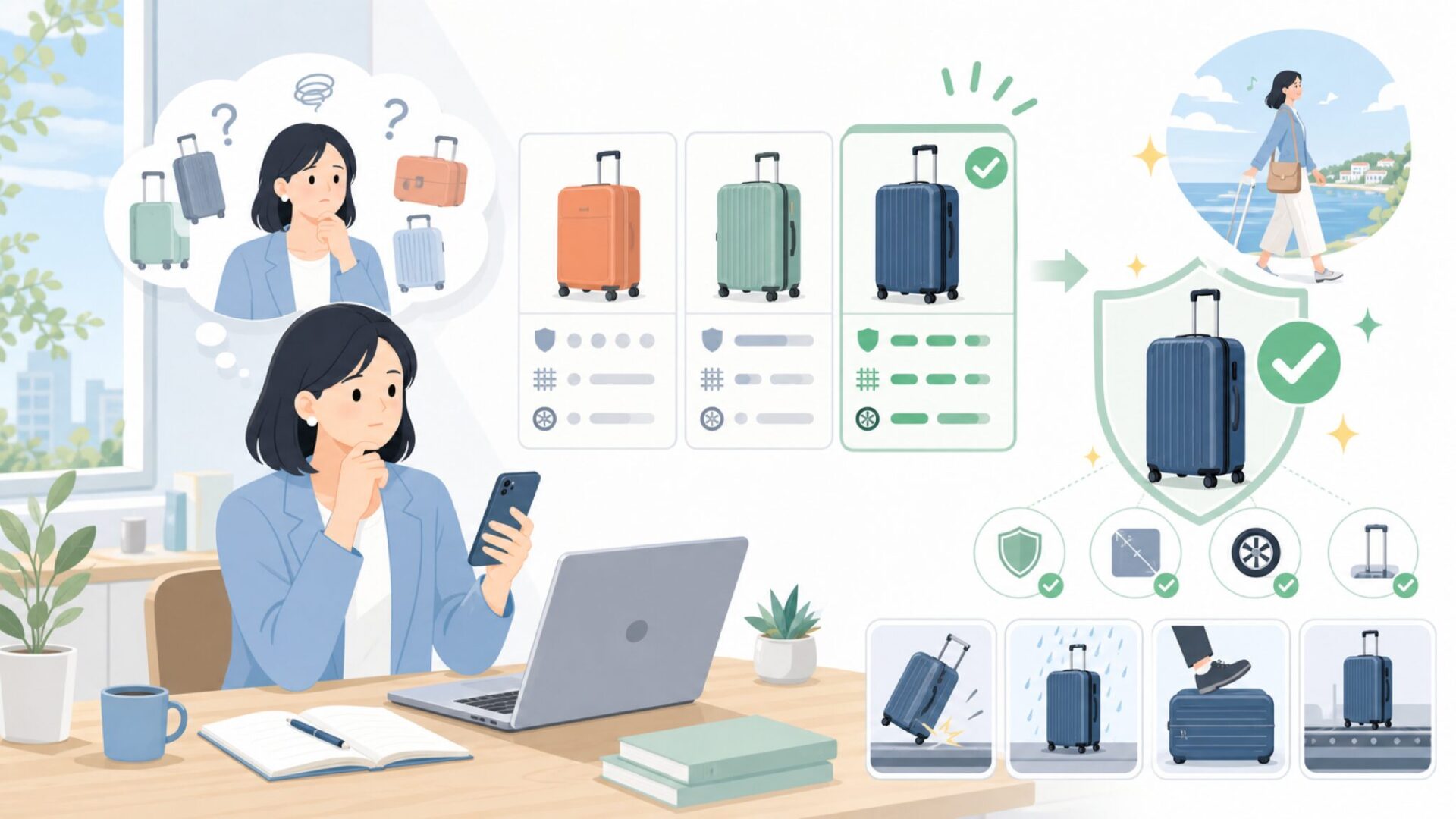 Eagle Creekが選ばれる理由|品質と機能性のポイントを表すイラスト