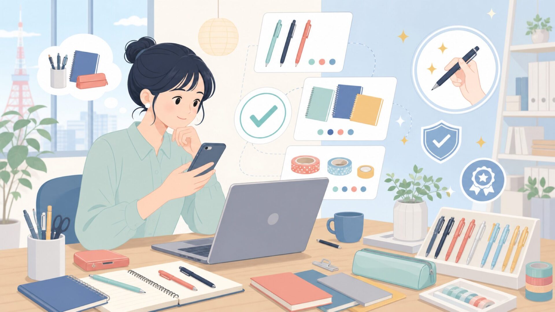 日本の文房具はなぜ人気？伊東屋の品質へのこだわりを表すイラスト