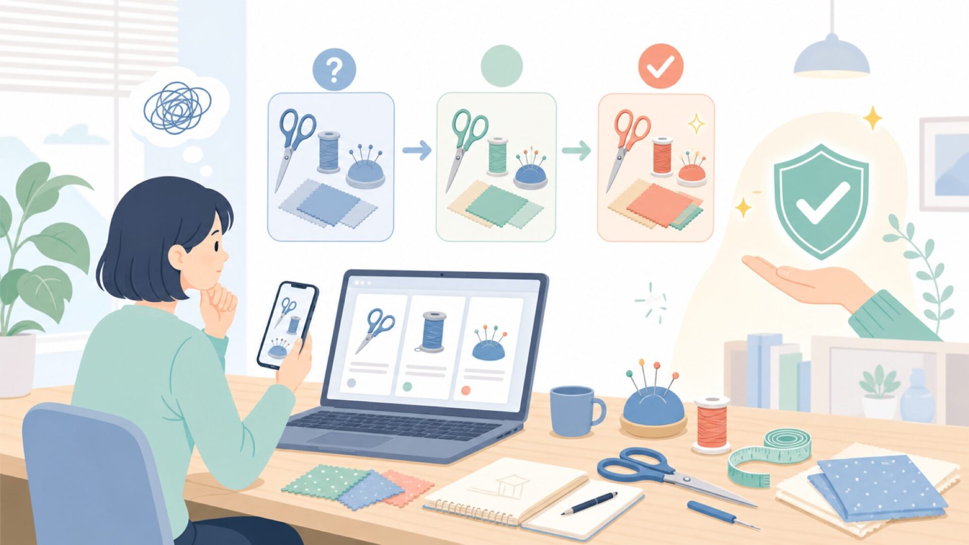 Dritzの裁縫道具は品質面で信頼できるかを表すイラスト