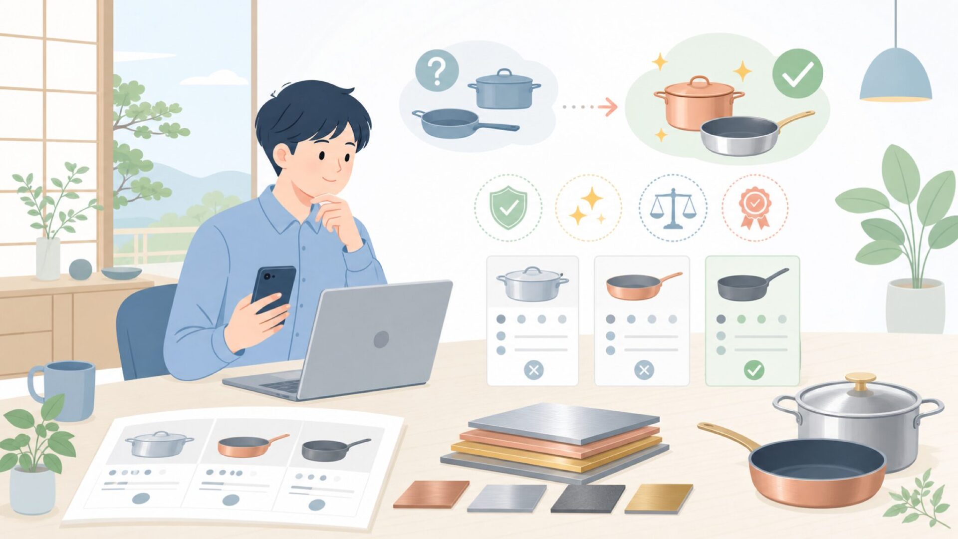 Mauvielが選ばれる理由:素材と品質へのこだわりを表すイラスト