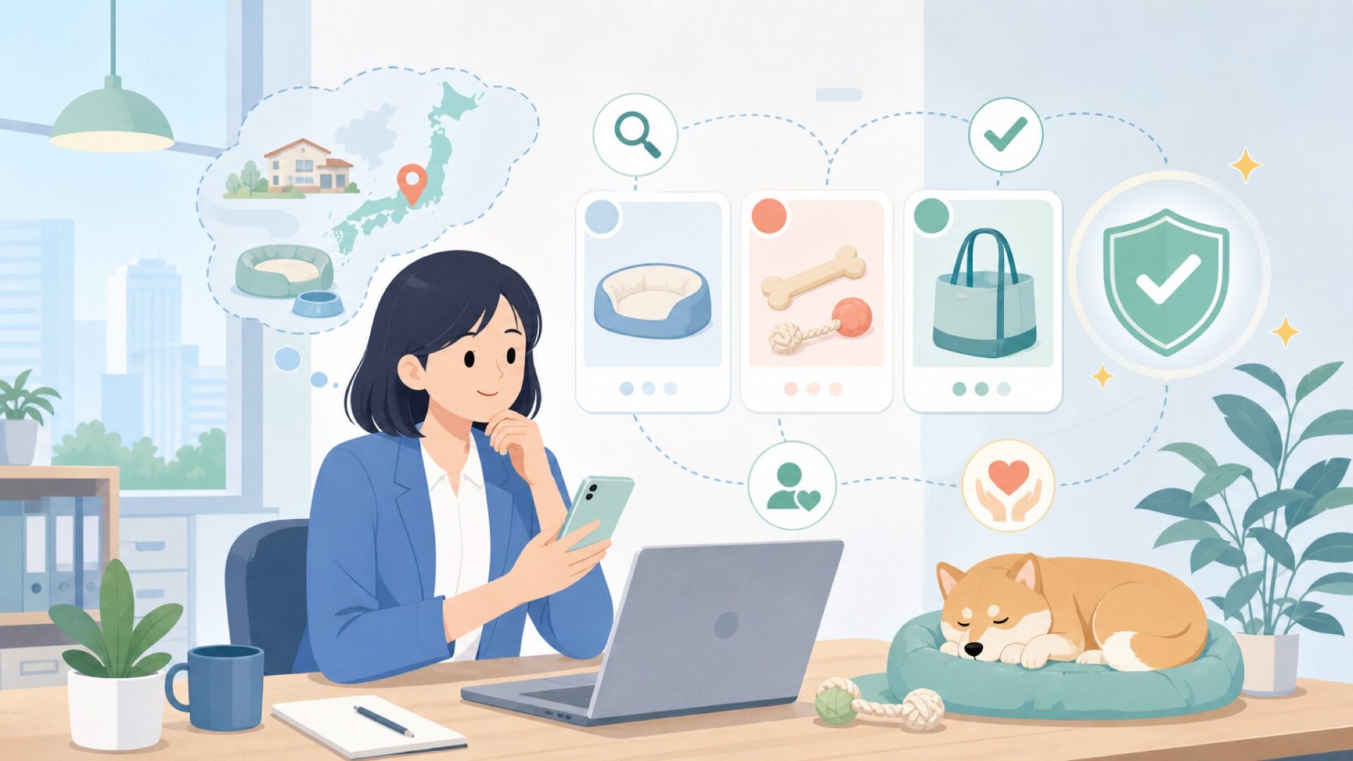 Petstagesはどこの国で生まれたブランドなのかを表すイラスト
