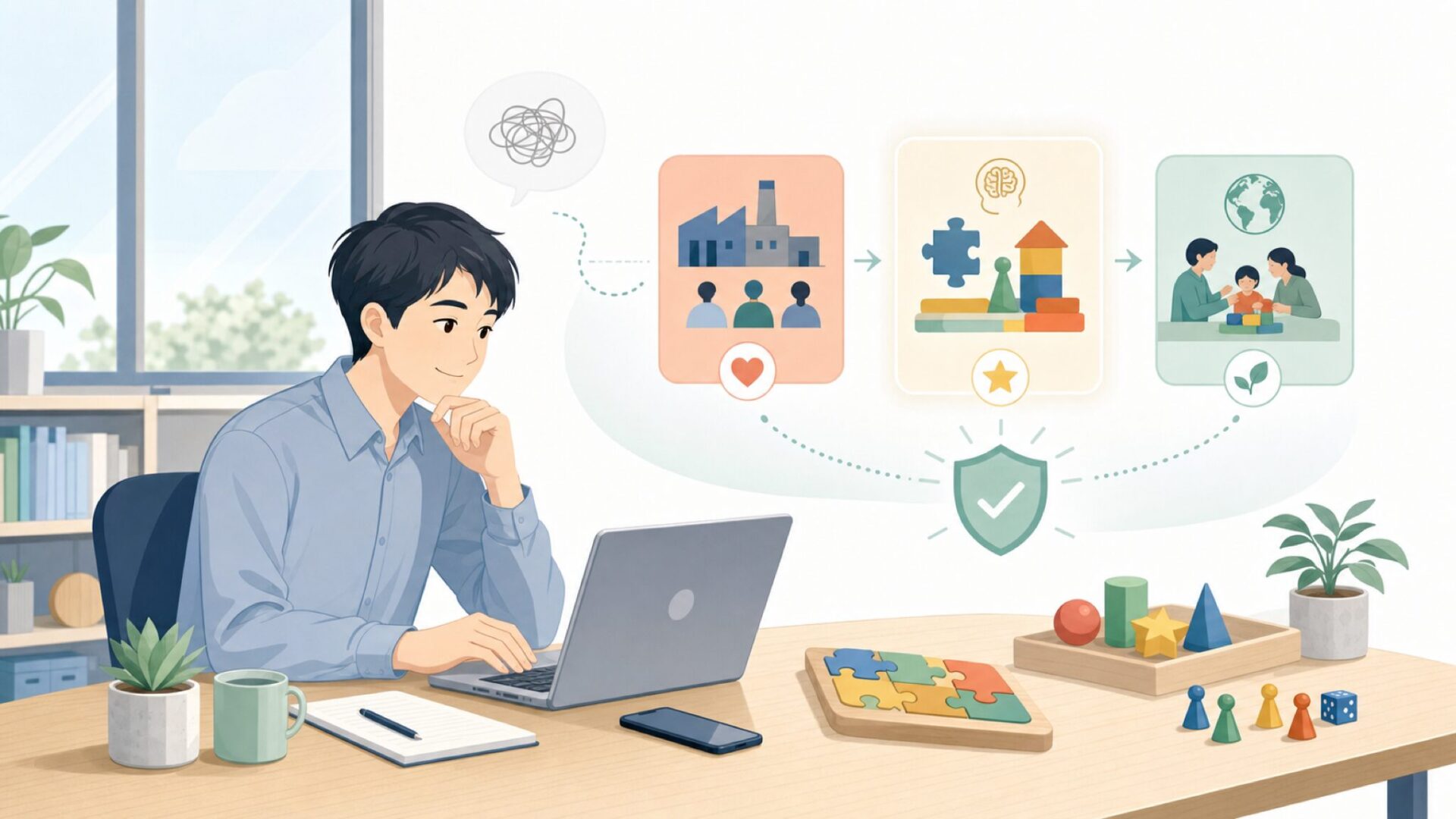 MindWareはどこの国のブランドか?設立の背景からわかる企業理念を表すイラスト