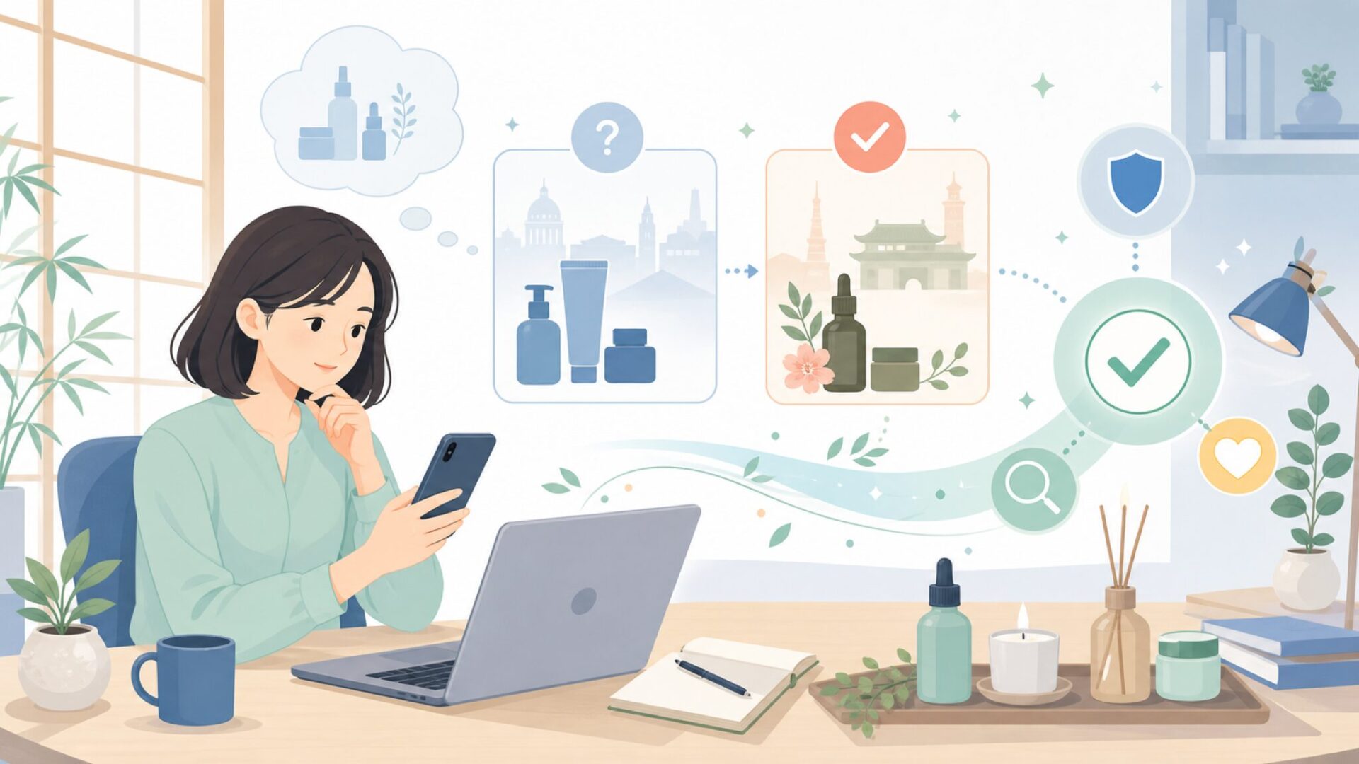 Aromaticaはどこの国で生まれた韓国コスメブランドなのかを表すイラスト