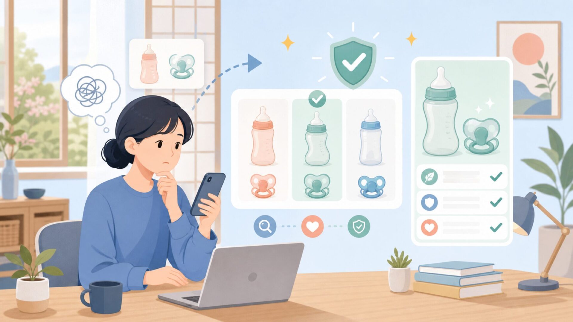 Difraxはオランダ生まれ、哺乳びん・おしゃぶりの専門ブランドを表すイラスト