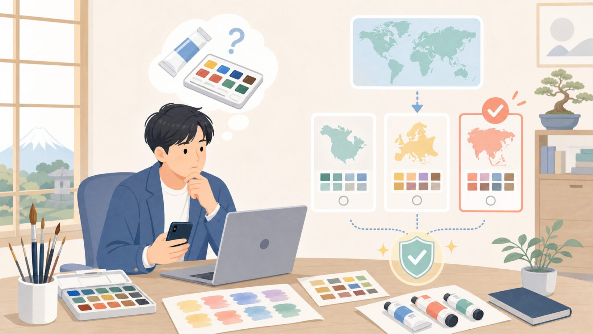 M.グラハムはどこの国の画材ブランド?を表すイラスト
