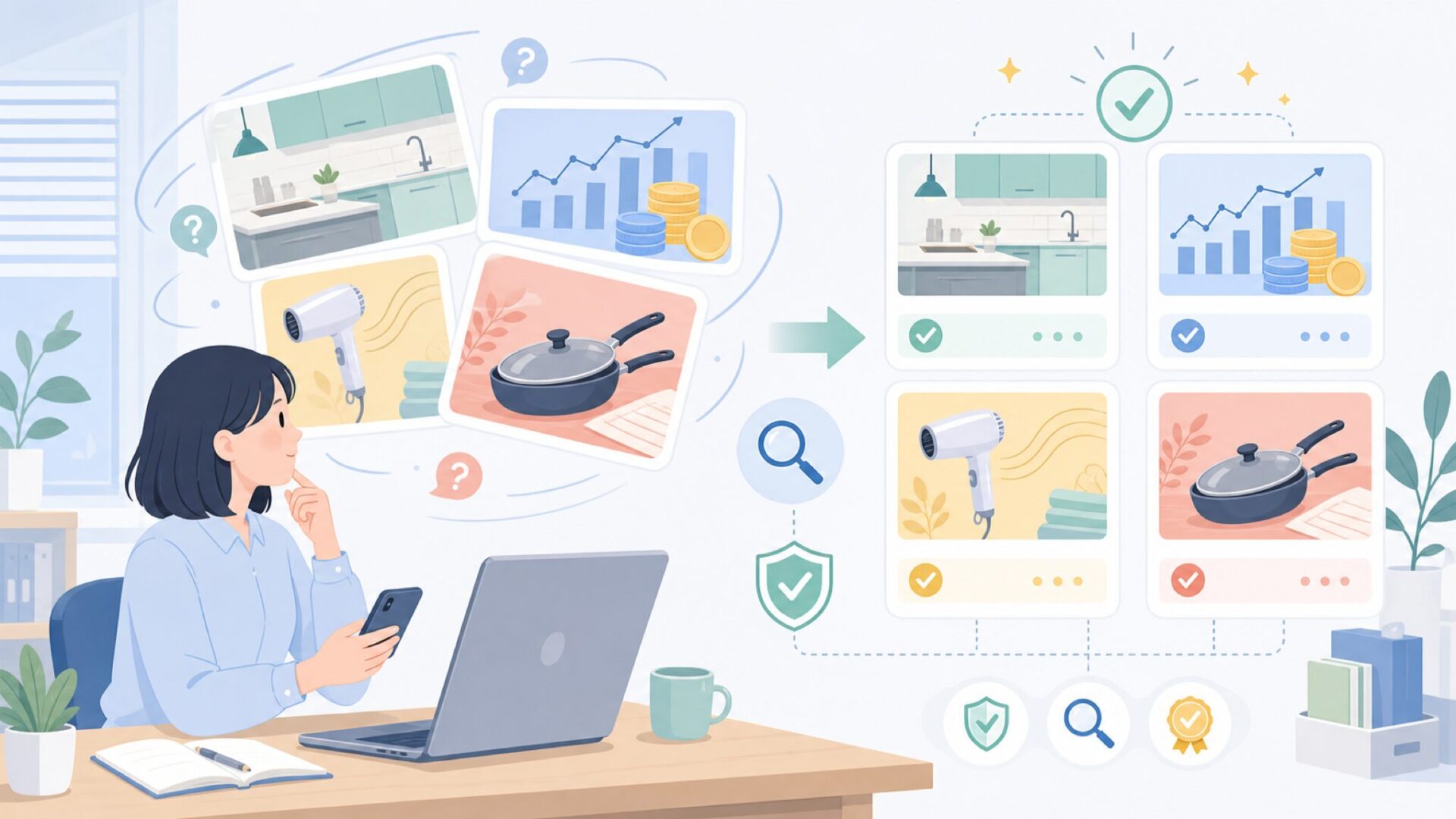 「Moneta」で検索すると情報が混ざるのはなぜ？を表すイラスト
