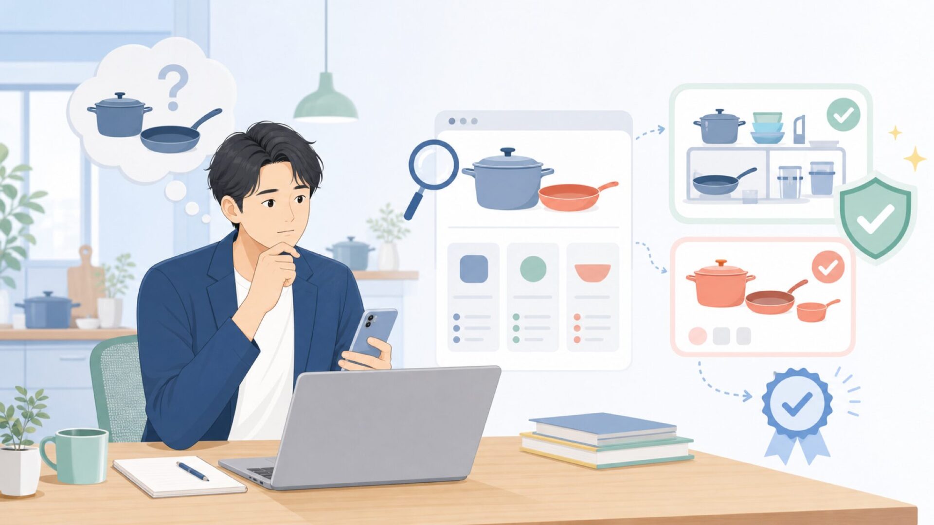 Wollとは？ドイツ発の調理器具ブランドが「キッチン」で検索される理由を表すイラスト