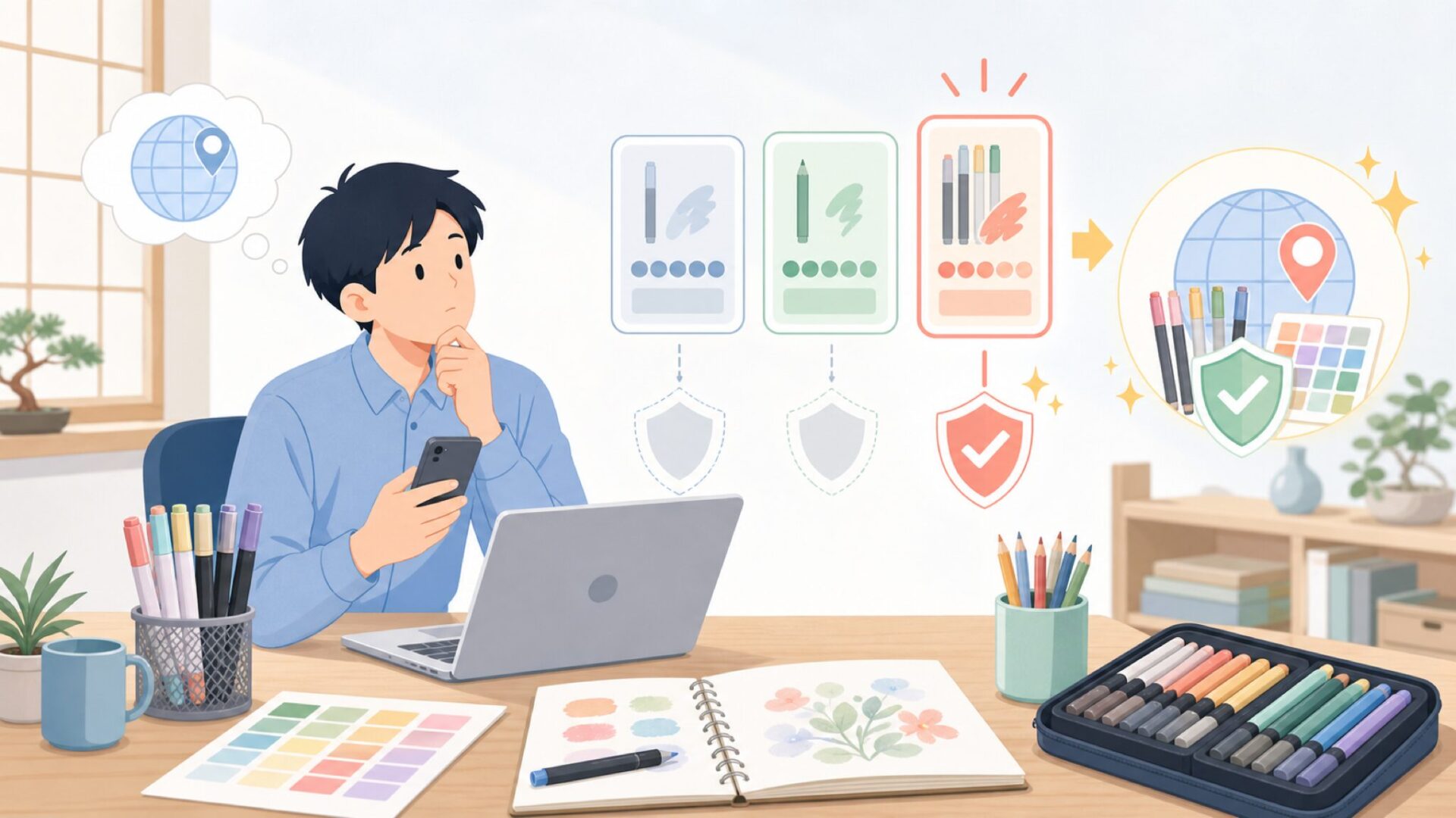 Caliartはどこの国の画材ブランドなのかを表すイラスト