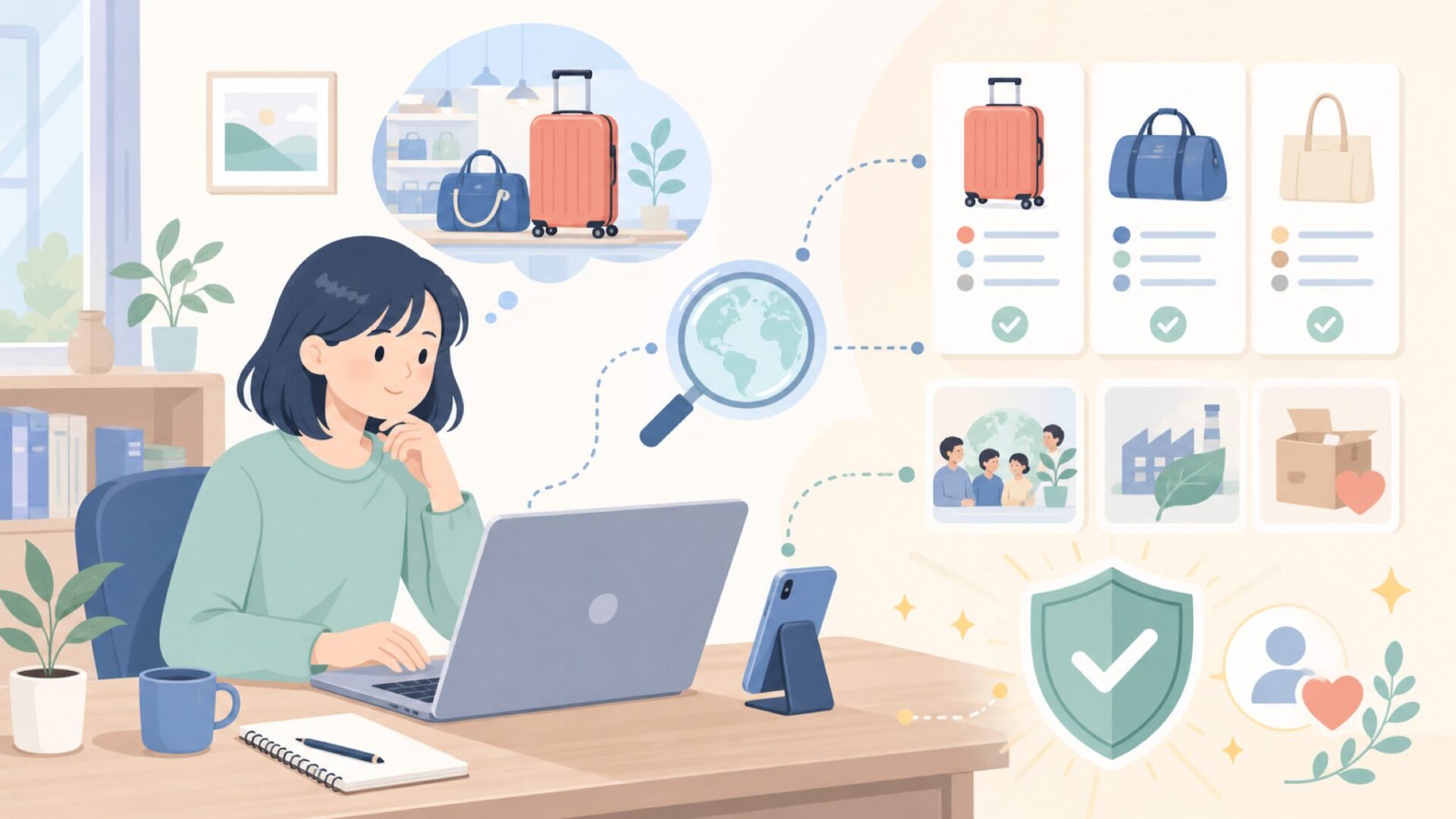 CALPAKはどこの国のブランド?誕生の背景をチェックを表すイラスト